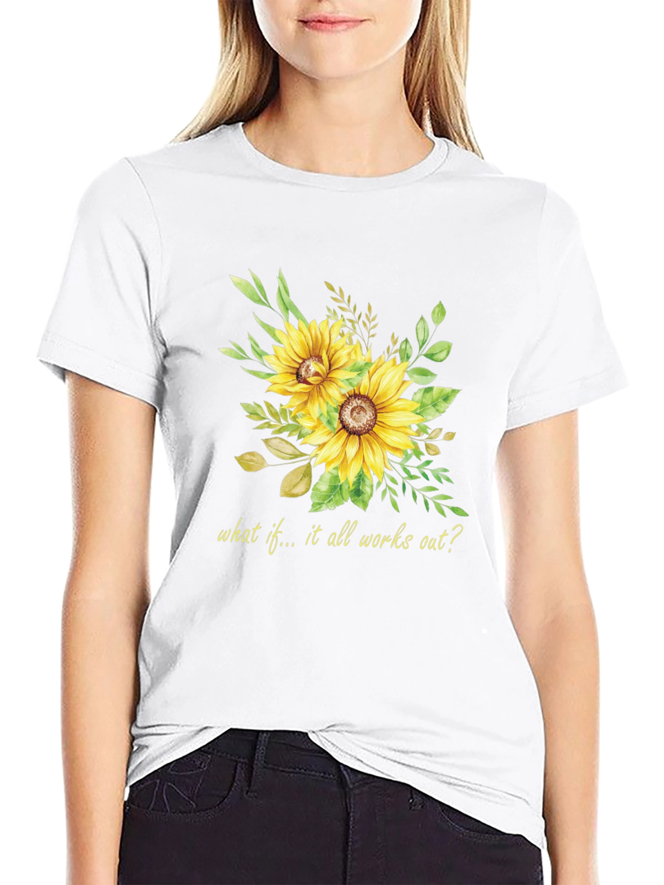 Sunflower Graphic Tee - Inspirational Quote Black T-Shirt