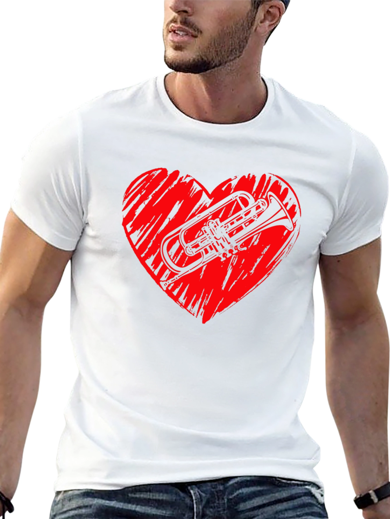 Trumpet Heart Graphic Black T-Shirt