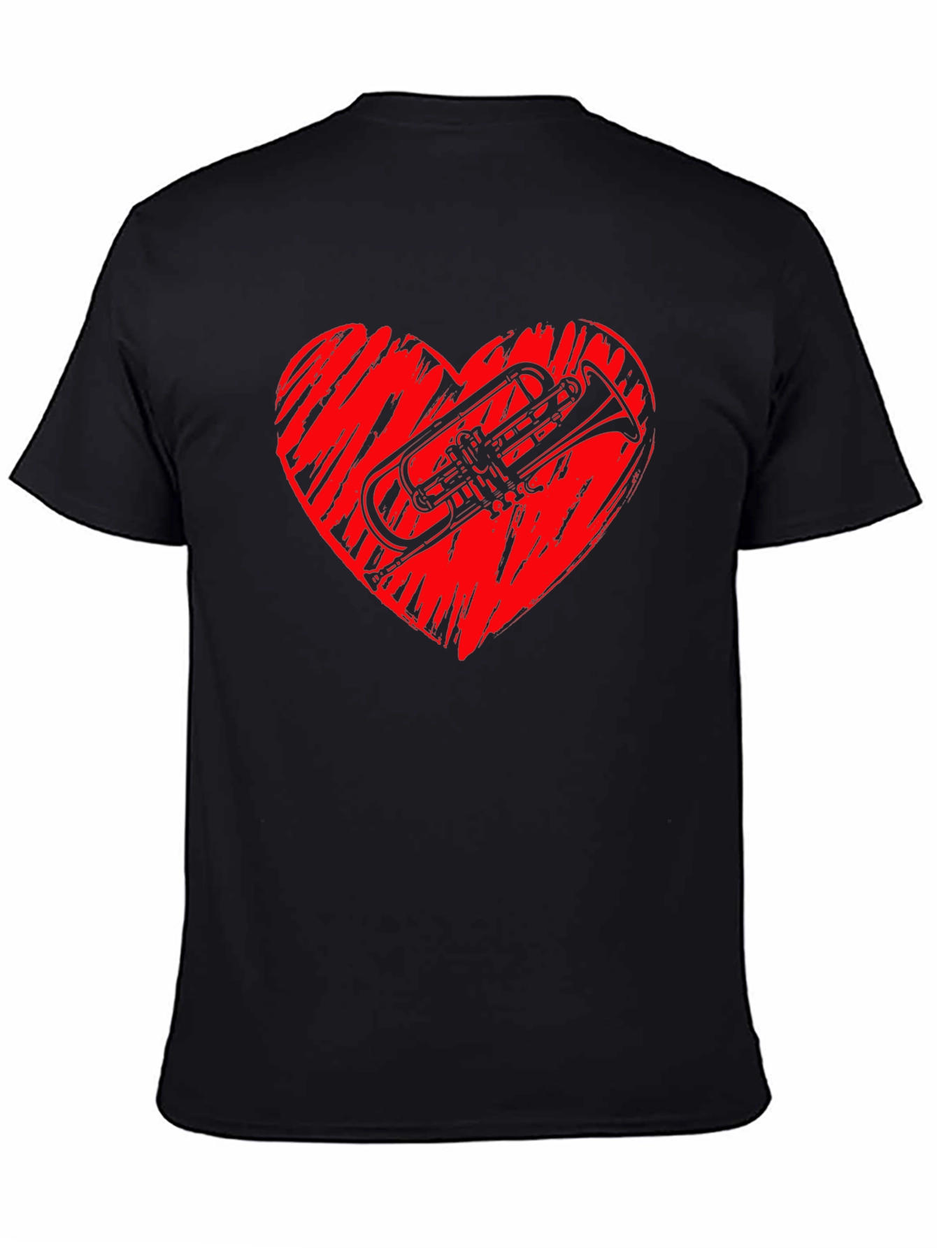 Trumpet Heart Graphic Black T-Shirt