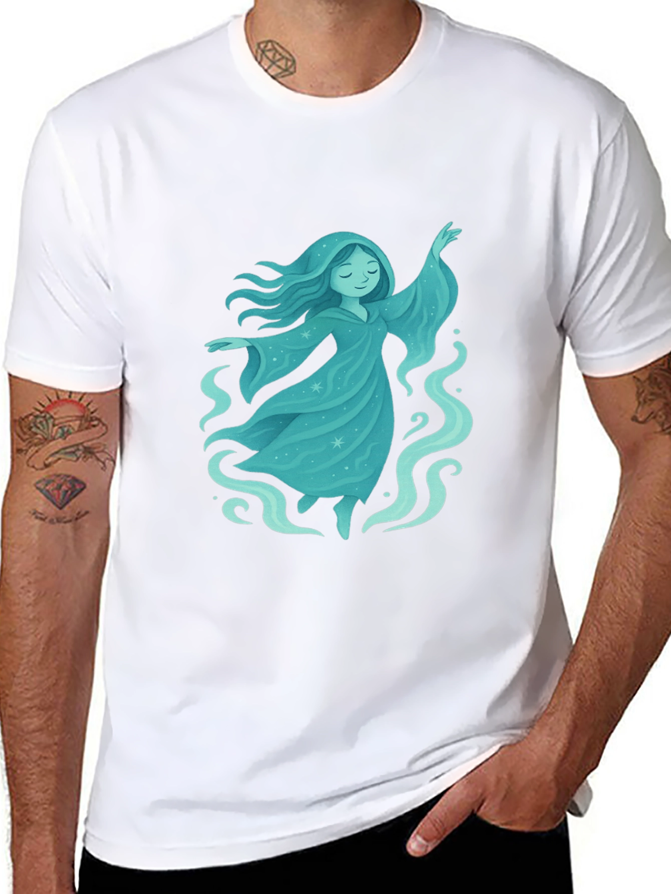 Mystical Spirit Graphic Tee - Black Cotton Blend