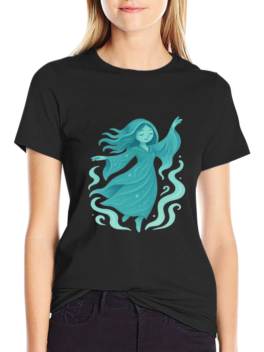 Mystical Spirit Graphic Tee - Black Cotton Blend