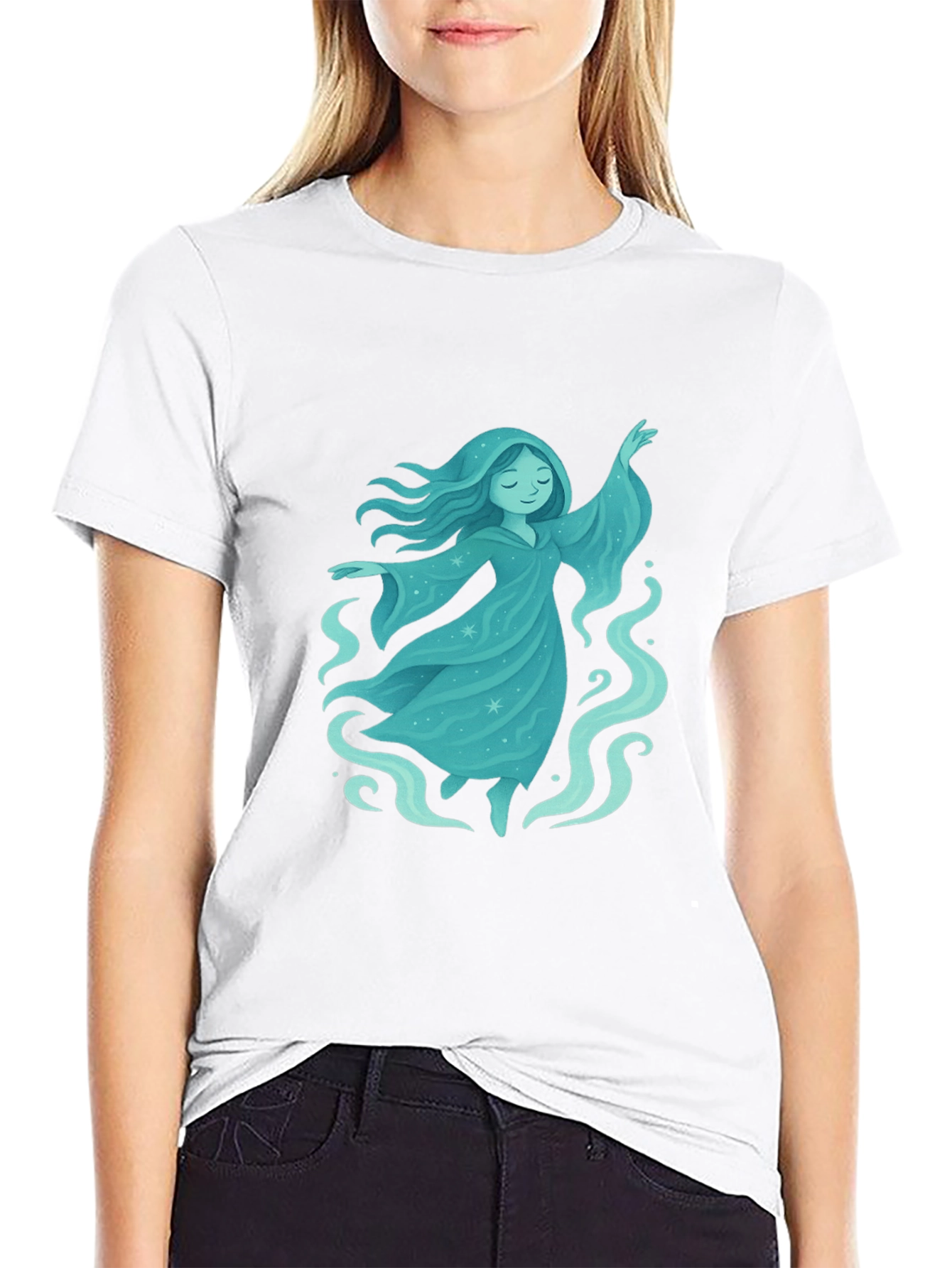 Mystical Spirit Graphic Tee - Black Cotton Blend