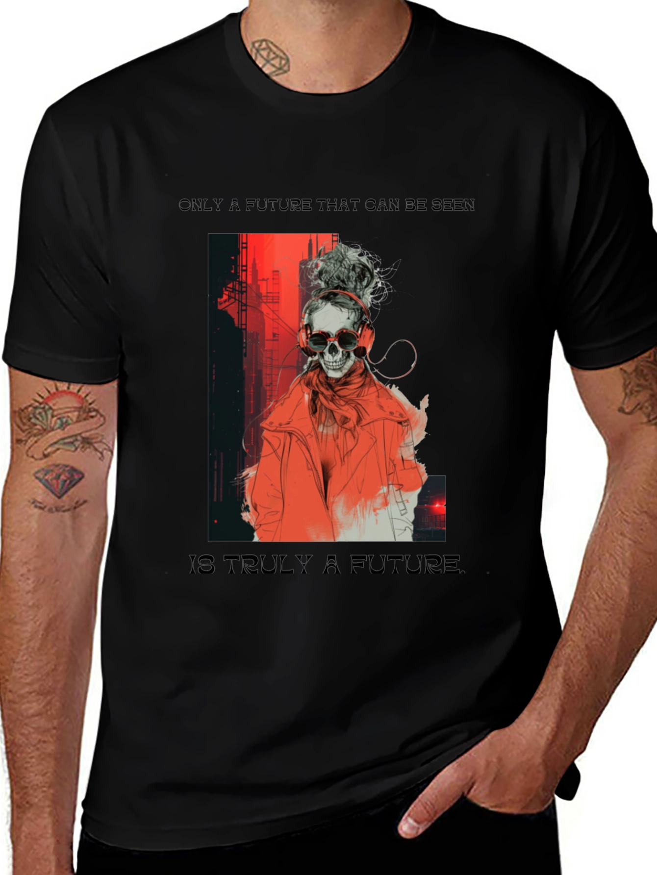Edgy Skull Graphic Tee - Future Design
