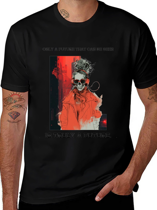 Edgy Skull Graphic Tee - Future Design