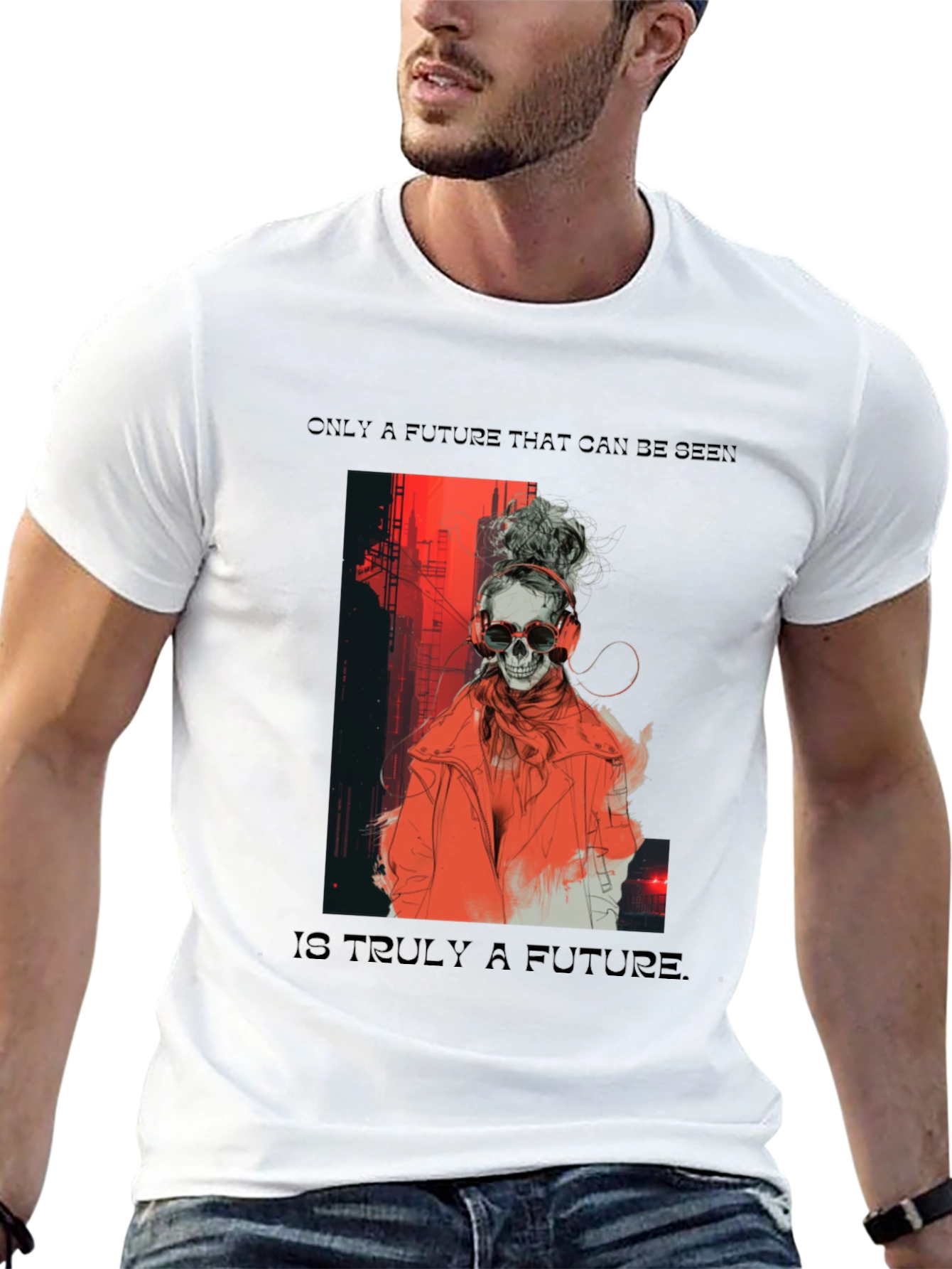 Edgy Skull Graphic Tee - Future Design