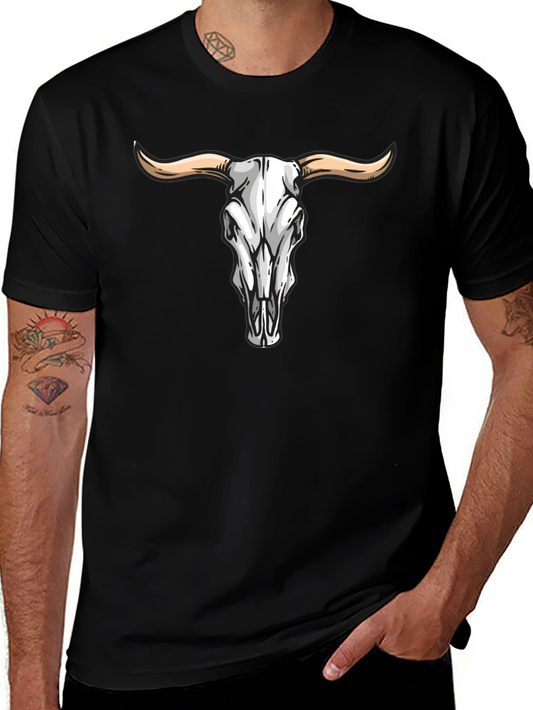 Bull Skull Graphic Tee - Western Style Black T-Shirt