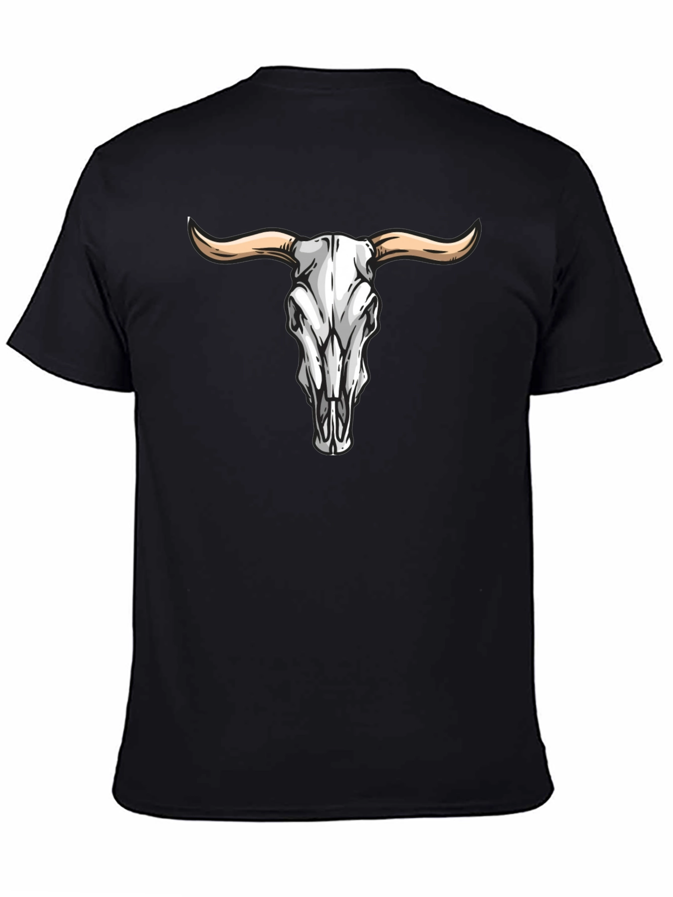 Bull Skull Graphic Tee - Western Style Black T-Shirt