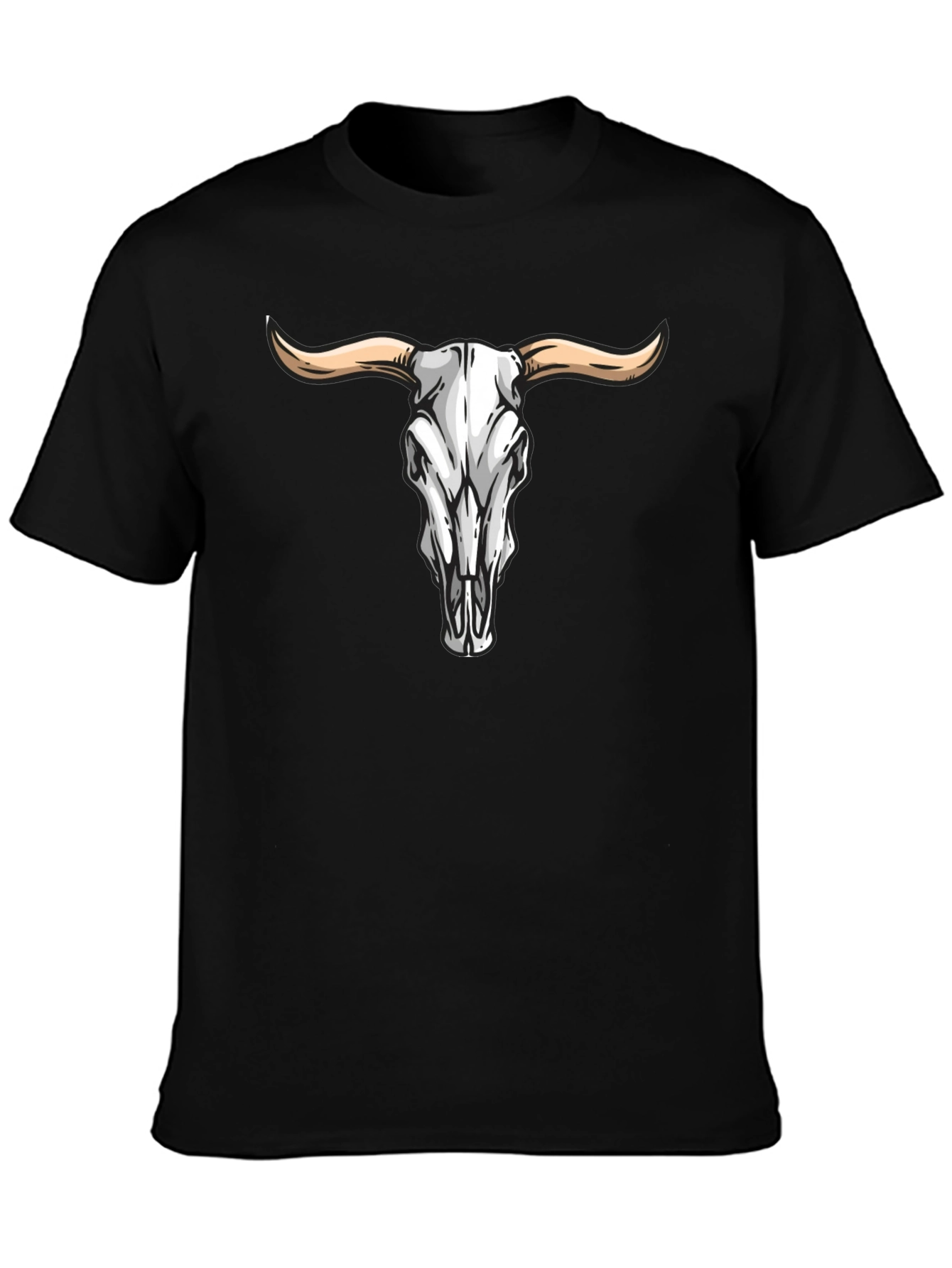 Bull Skull Graphic Tee - Western Style Black T-Shirt