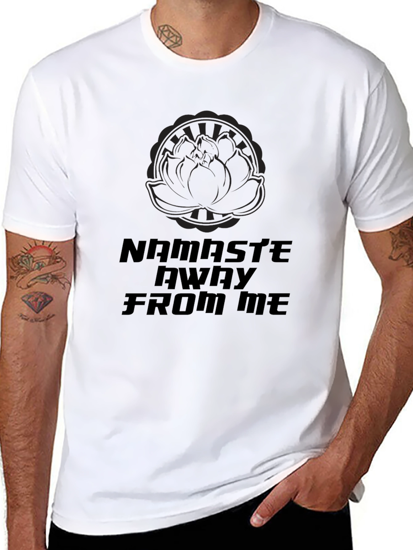 Namaste Away From Me Black Graphic T-Shirt