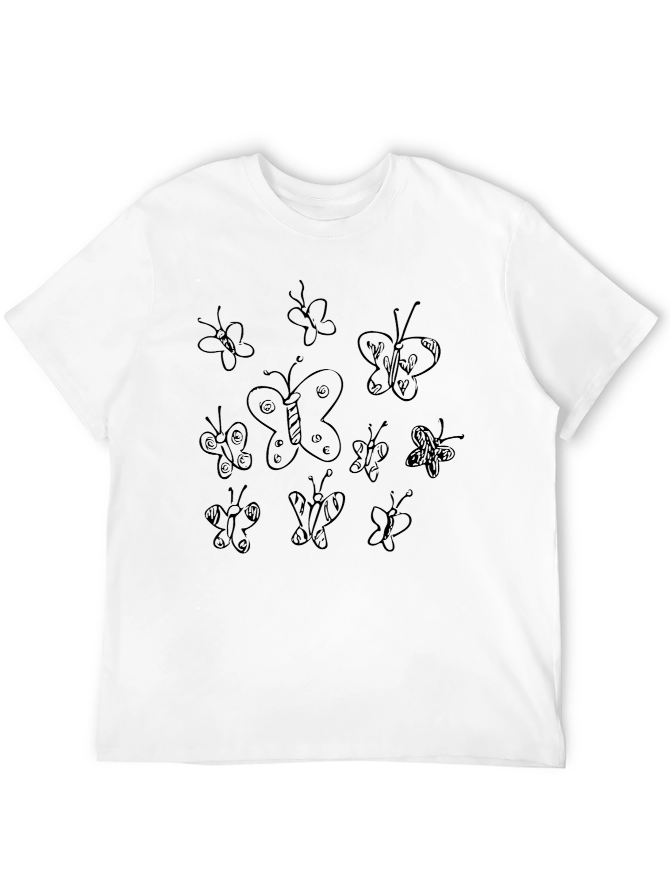 Butterfly Graphic Print Black Casual T-Shirt