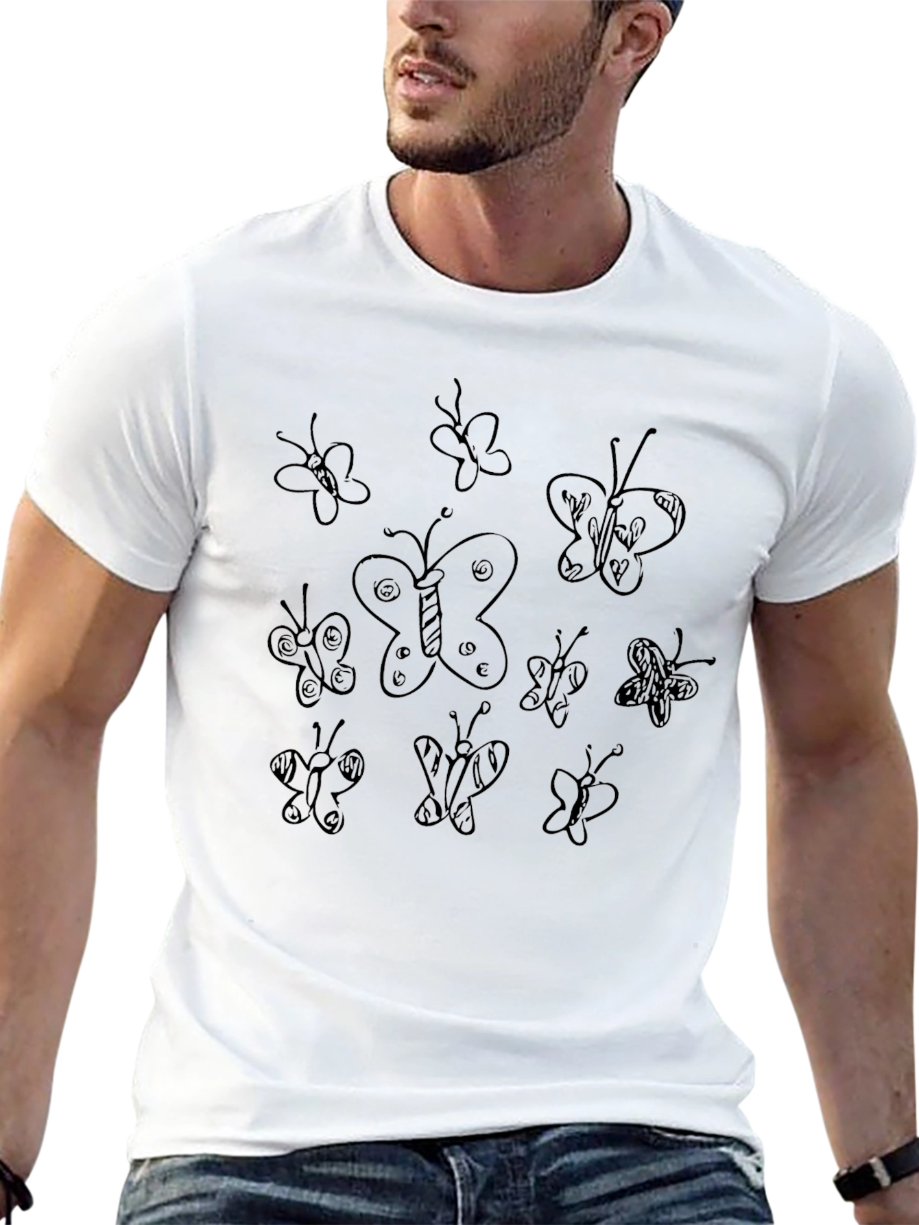 Butterfly Graphic Print Black Casual T-Shirt