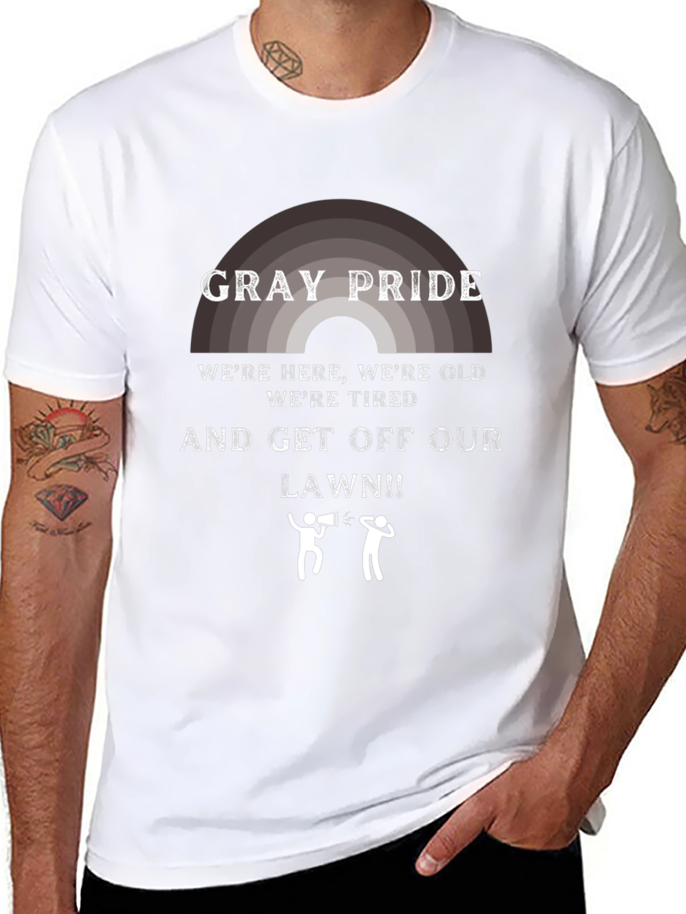 Gray Pride T-Shirt: Get Off My Lawn!