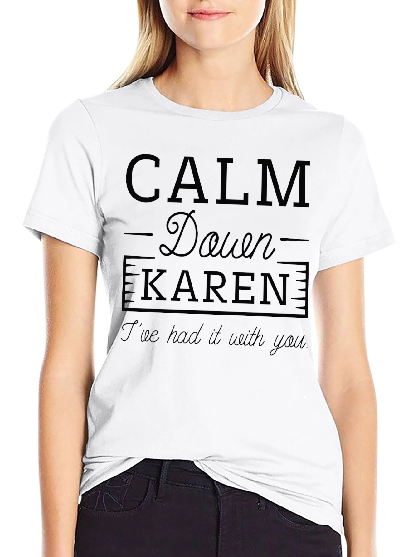 Calm Down Karen Mens Black Graphic T-Shirt