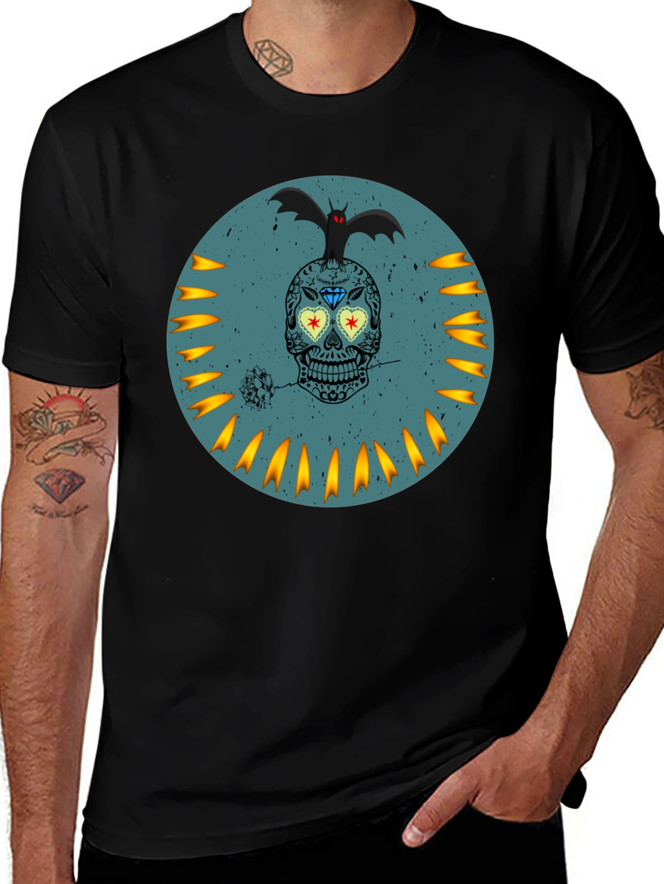 Sugar Skull Bat Graphic Tee