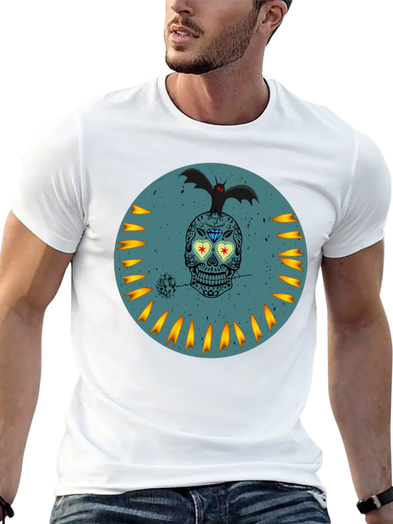 Sugar Skull Bat Graphic Tee
