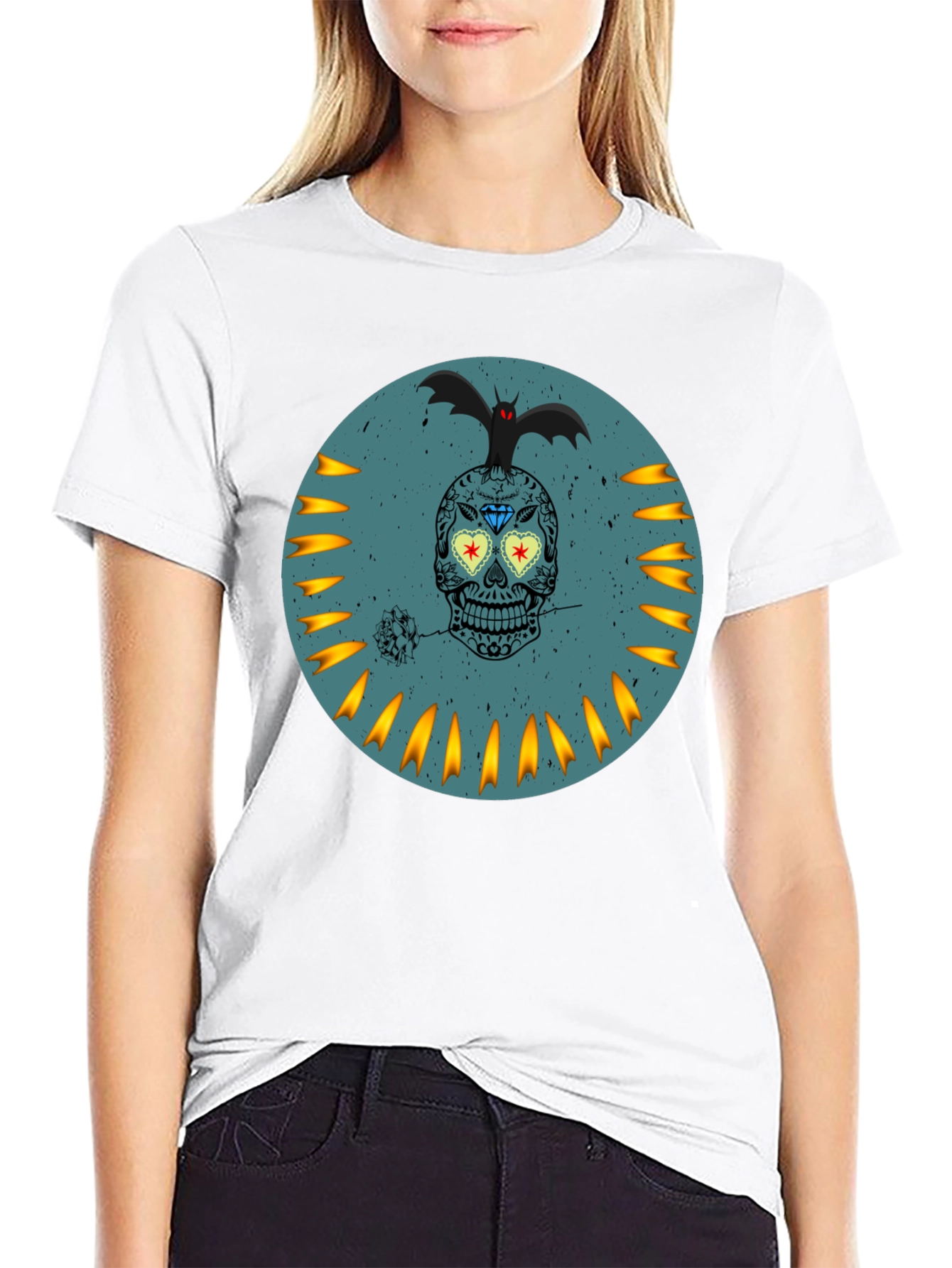 Sugar Skull Bat Graphic Tee