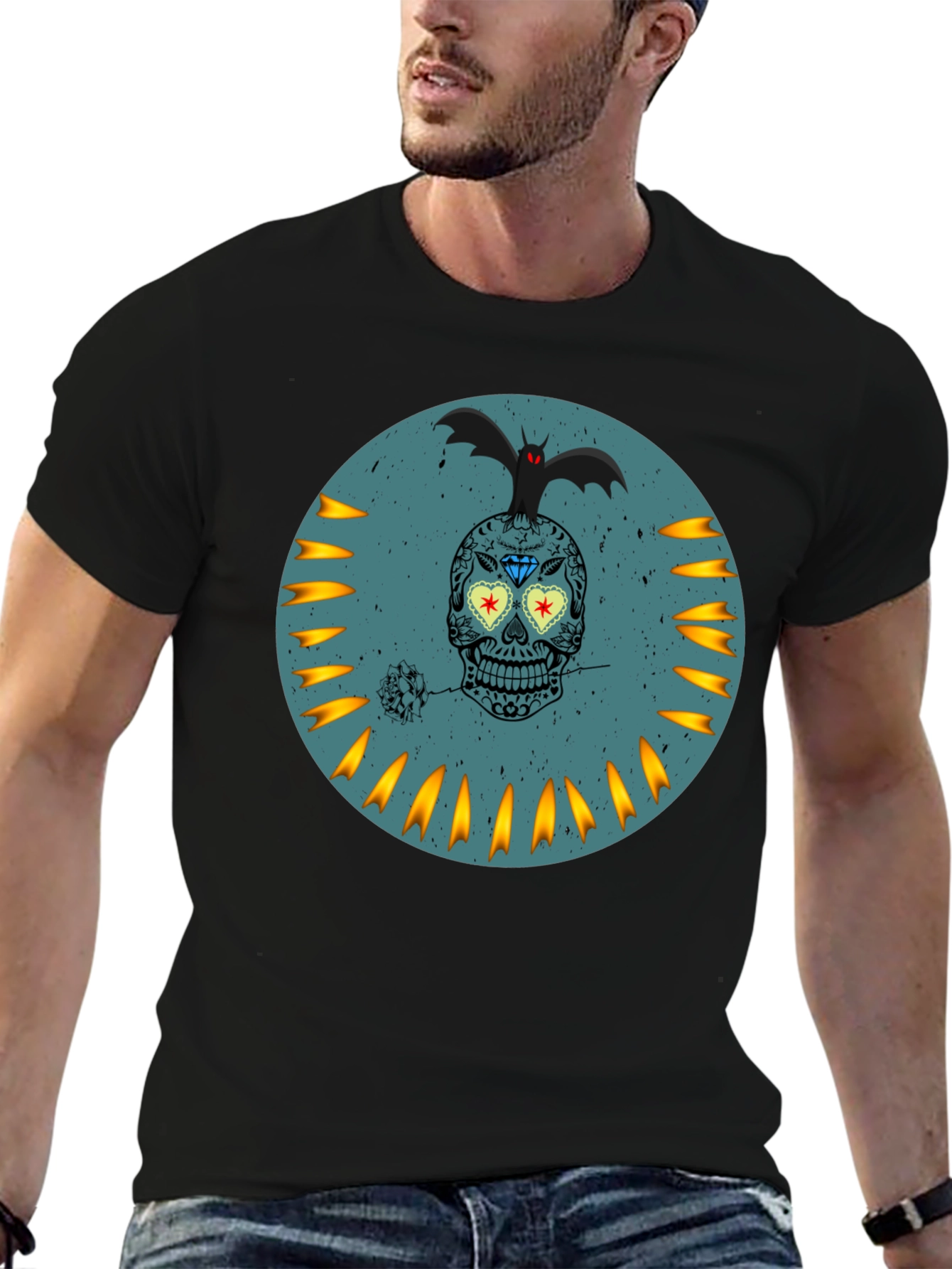 Sugar Skull Bat Graphic Tee
