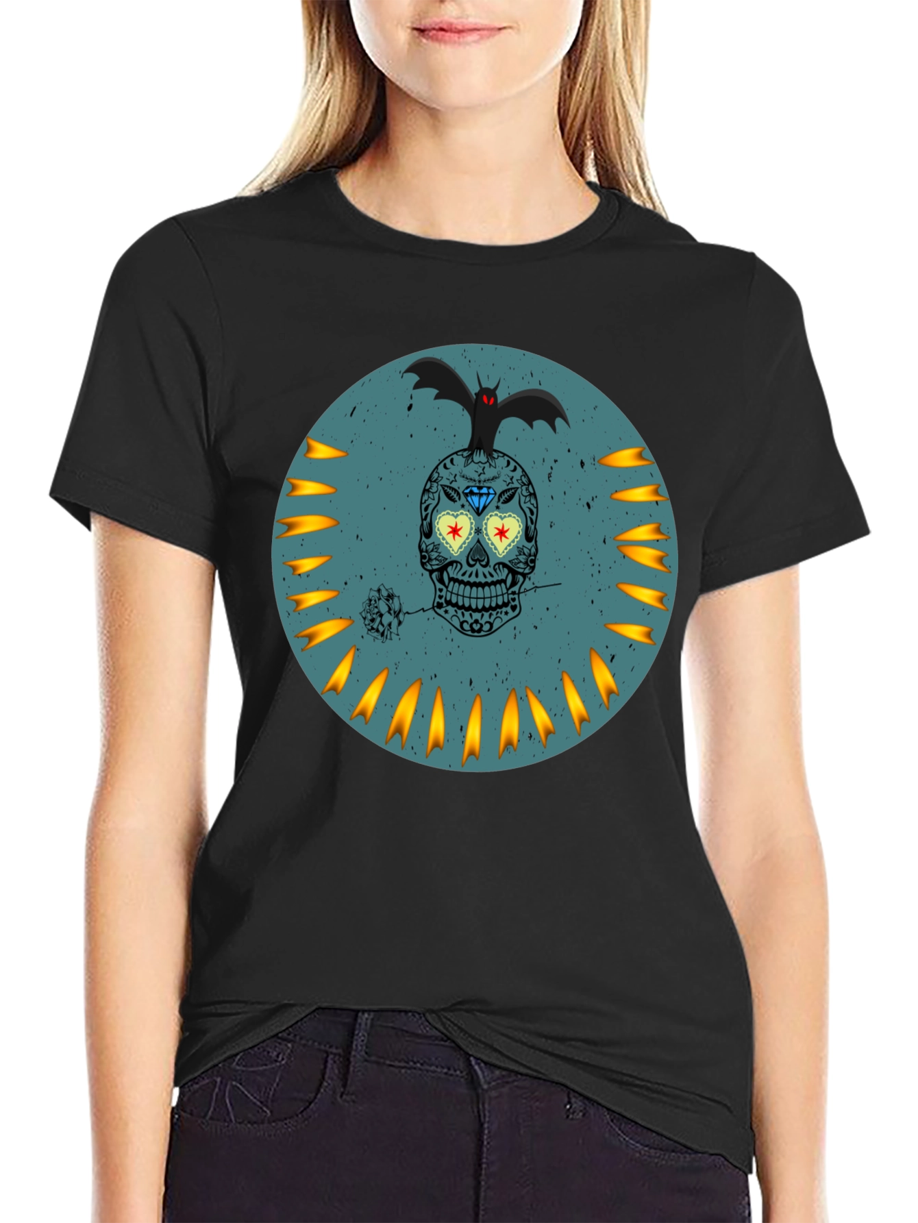 Sugar Skull Bat Graphic Tee