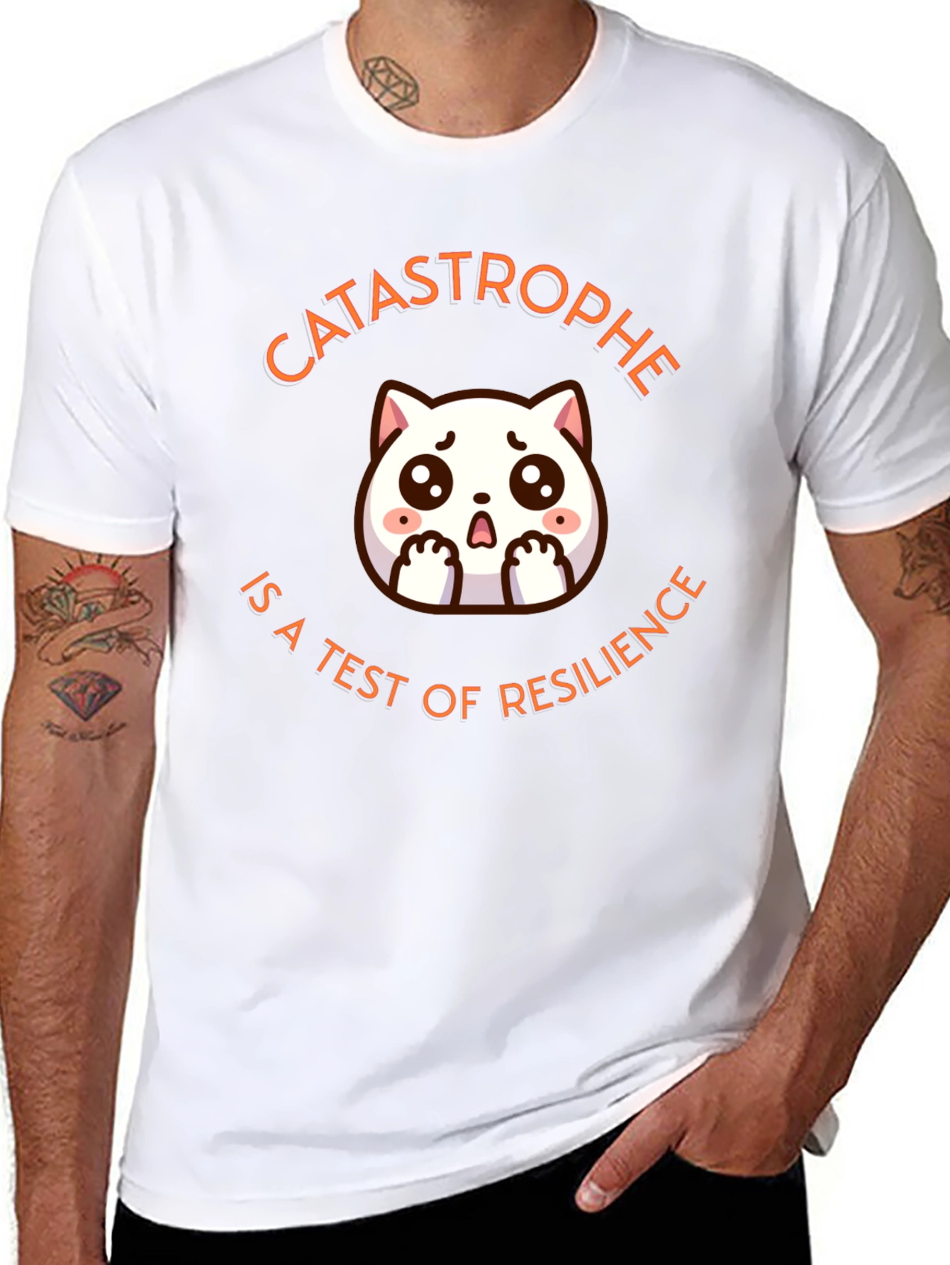 Catastrophe Resilience T-Shirt - Cute Cat Design