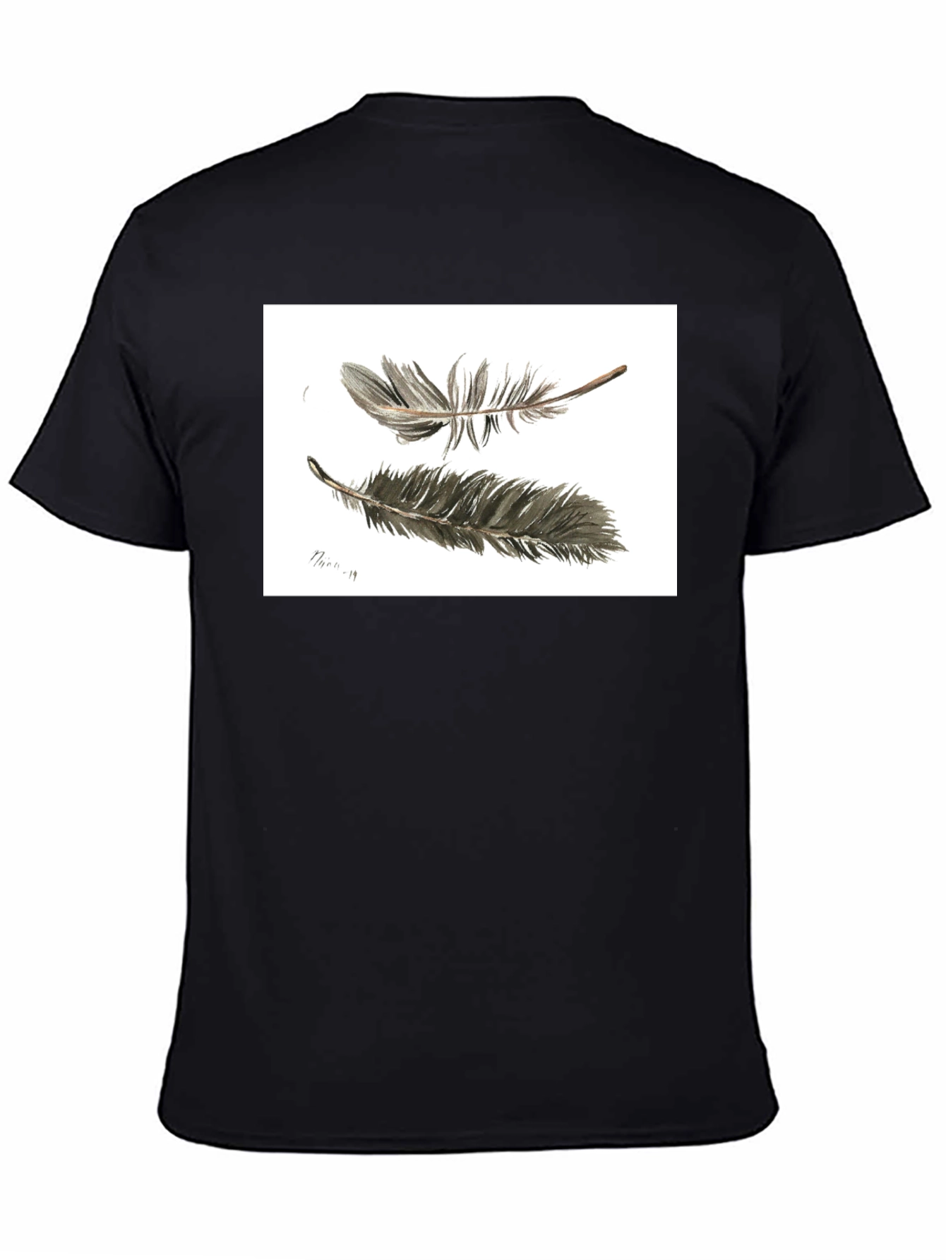 Feather Sketch Tee - Black Graphic T-Shirt