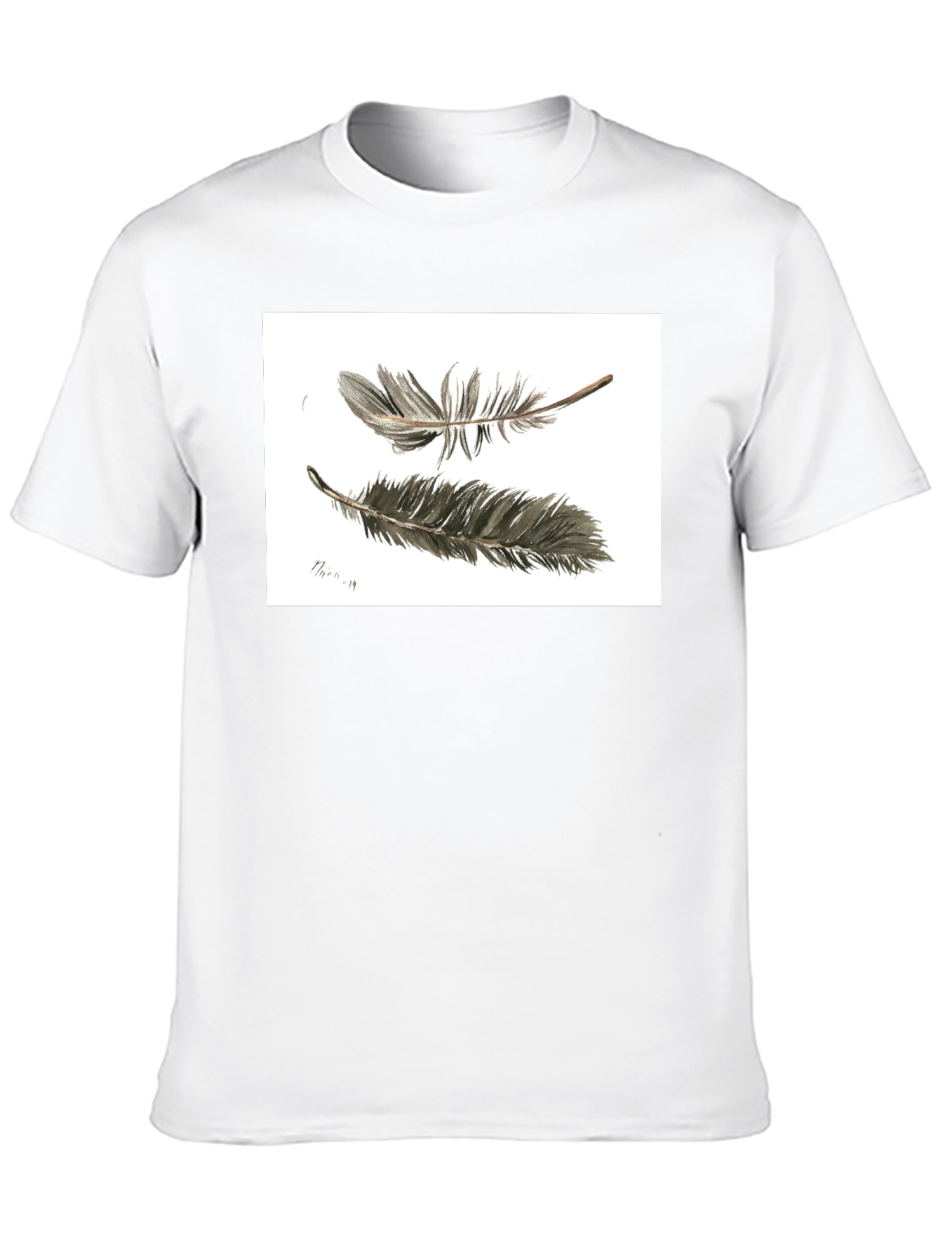 Feather Sketch Tee - Black Graphic T-Shirt