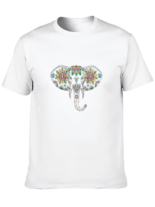 Elephant Graphic Print Crew Neck T-Shirt