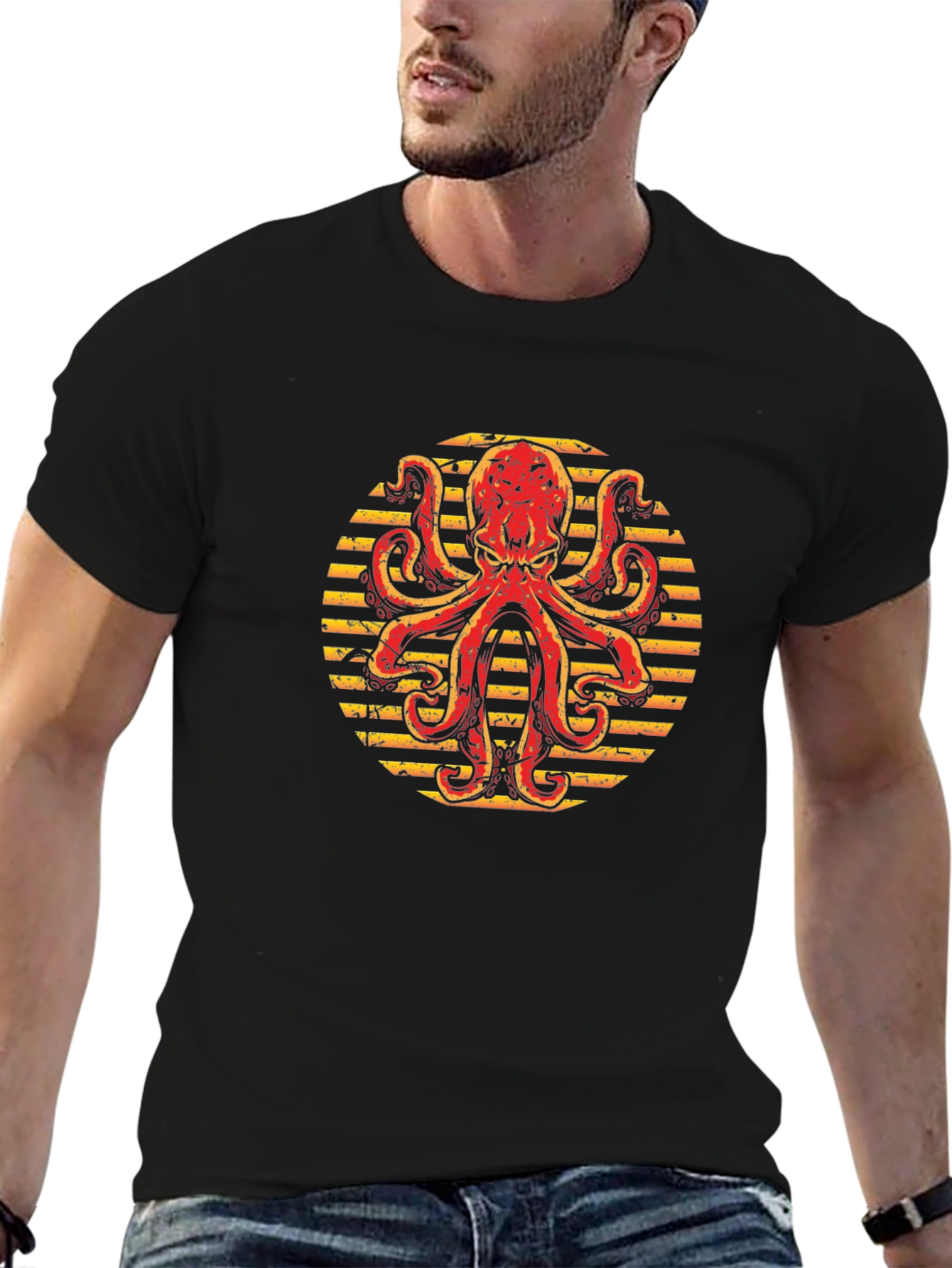 Octopus Graphic Tee - Mens Black T-Shirt