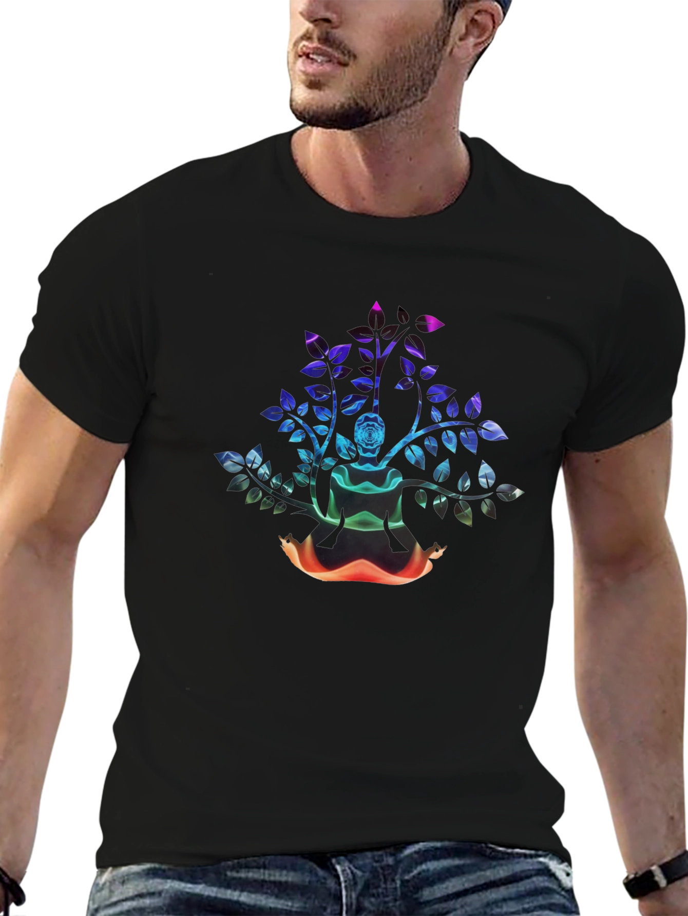 Abstract Rose Bush Graphic Tee - Black