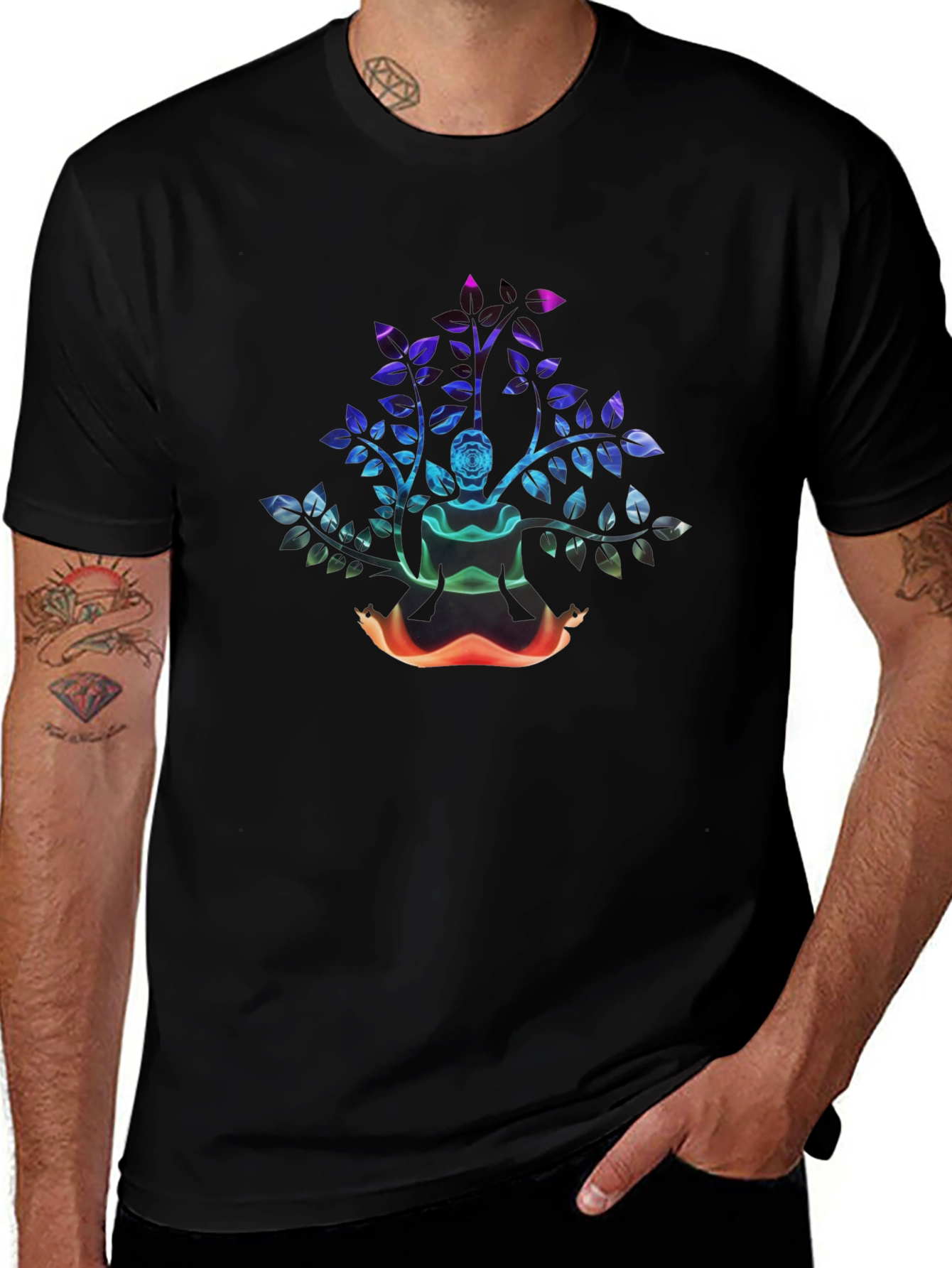 Abstract Rose Bush Graphic Tee - Black