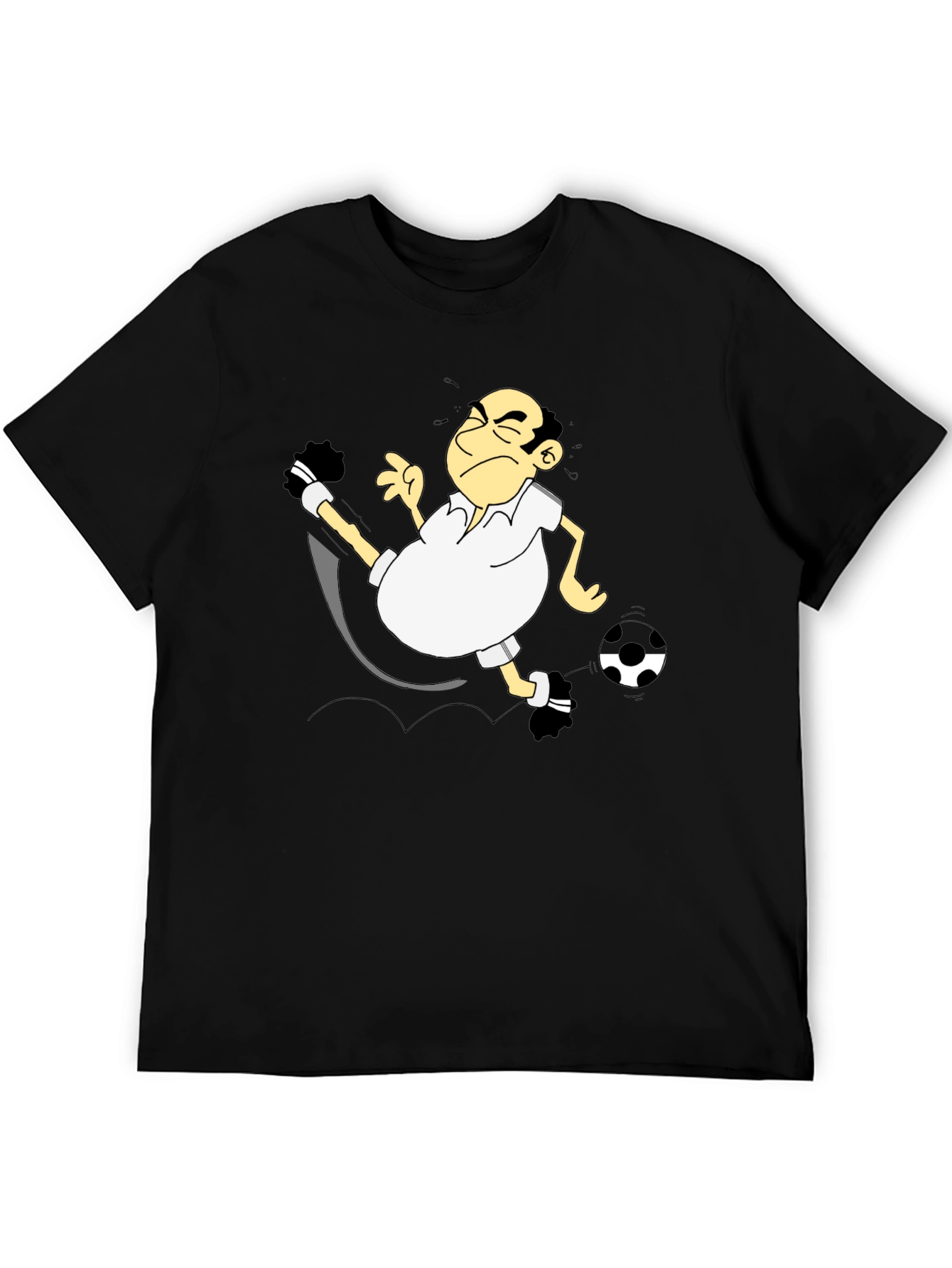 Funny Soccer Cartoon Black T-Shirt