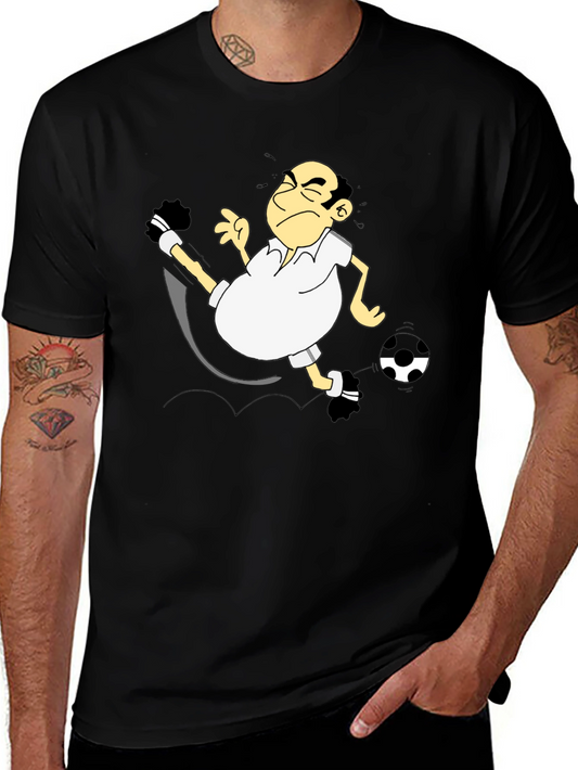 Funny Soccer Cartoon Black T-Shirt