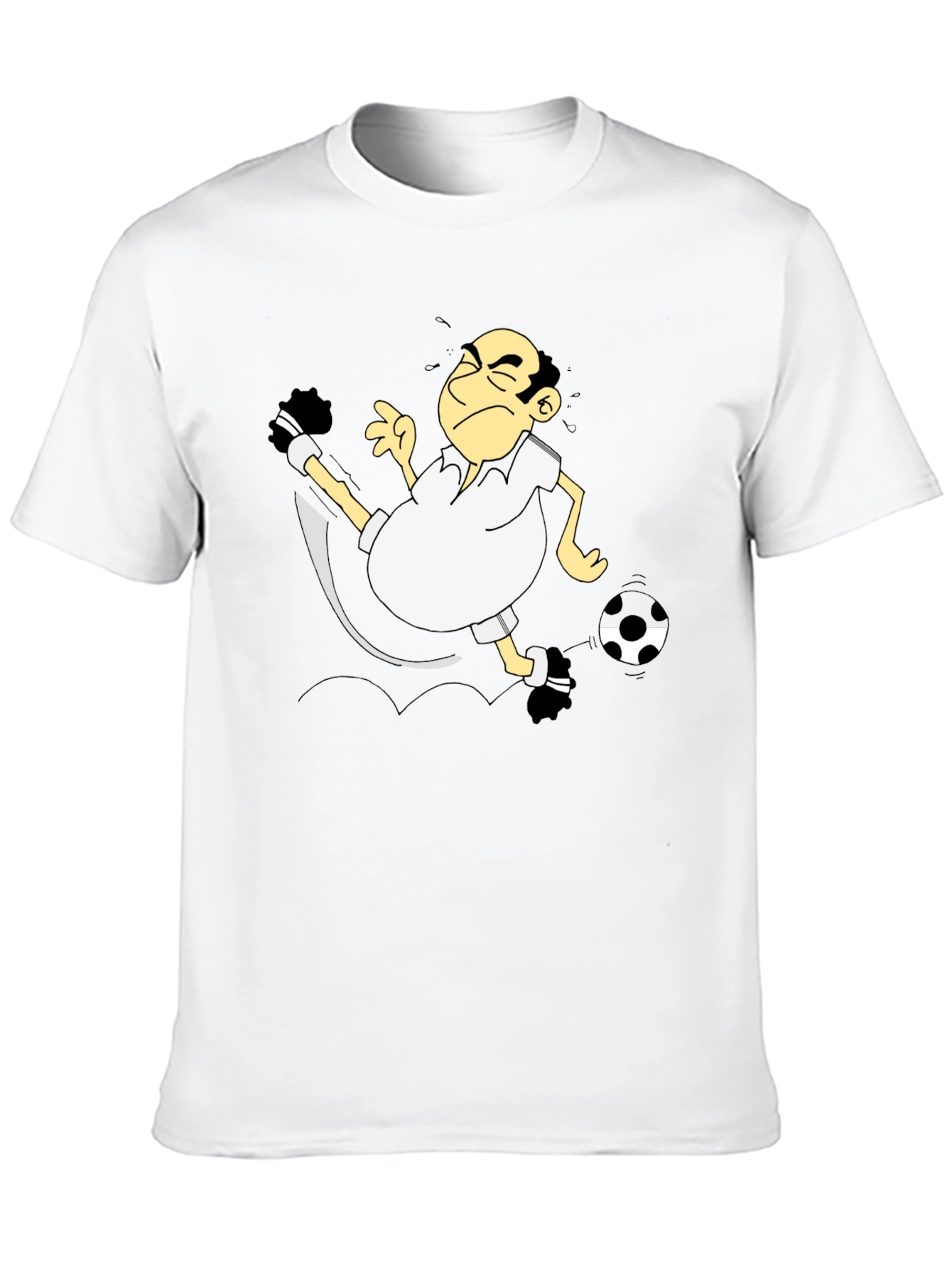 Funny Soccer Cartoon Black T-Shirt