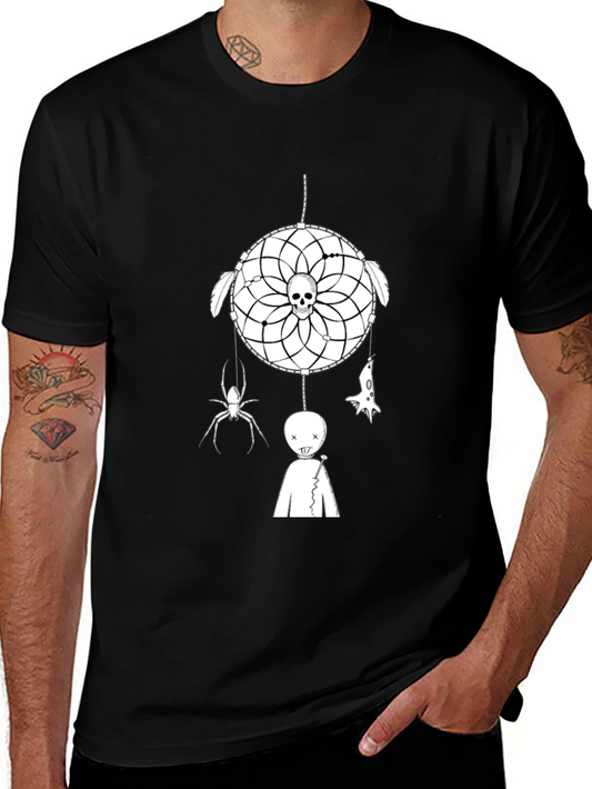 Dream Catcher Skull Graphic Tee - Halloween Vibes