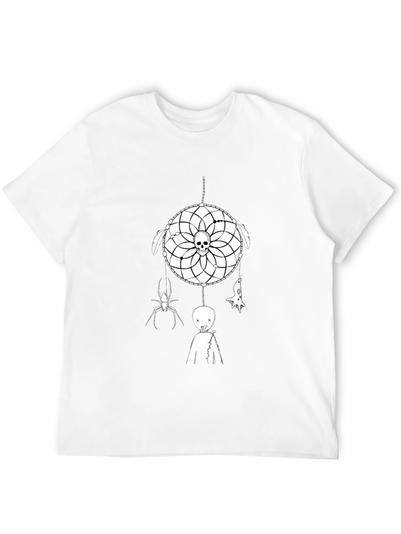 Dream Catcher Skull Graphic Tee - Halloween Vibes