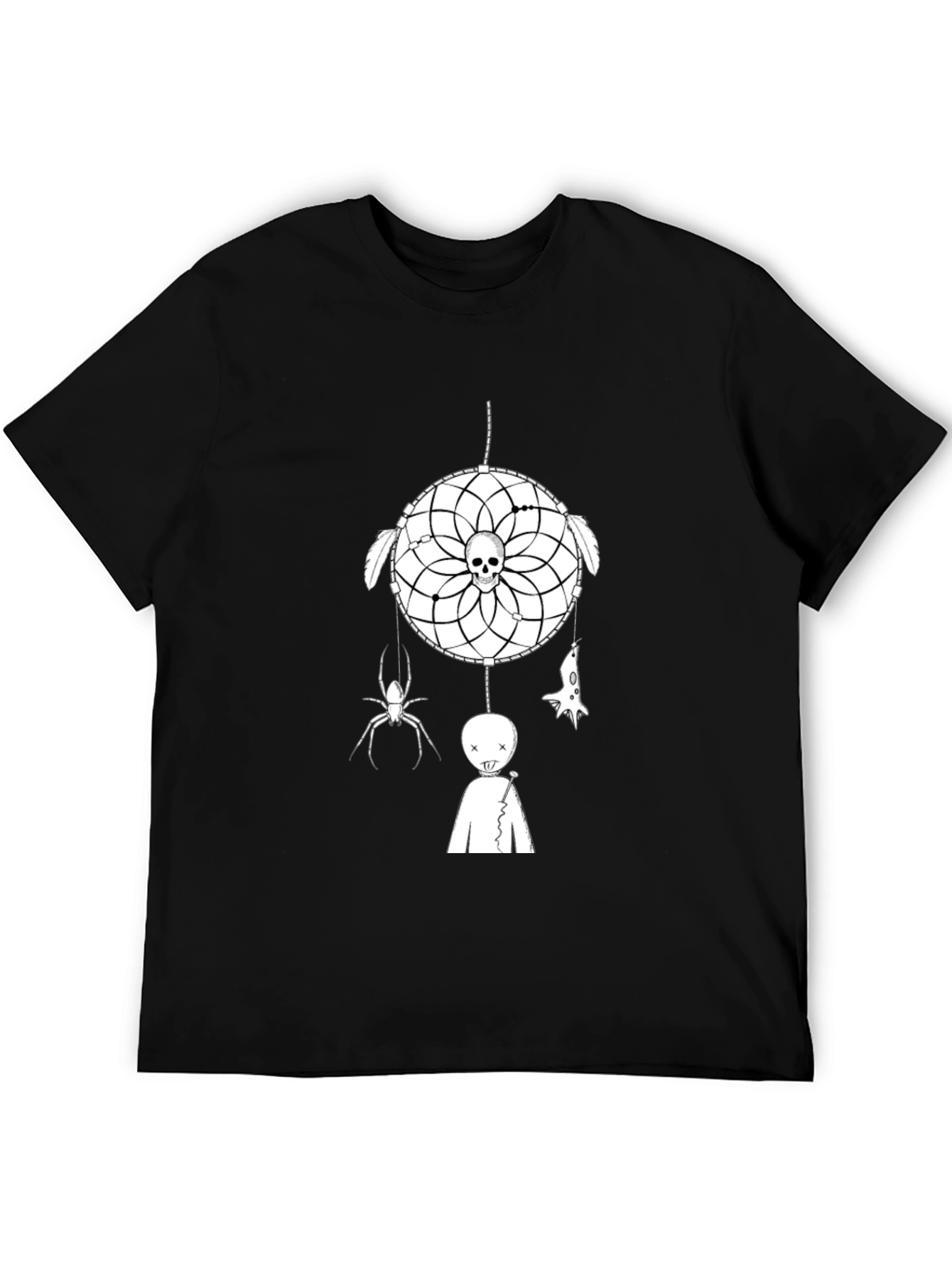 Dream Catcher Skull Graphic Tee - Halloween Vibes