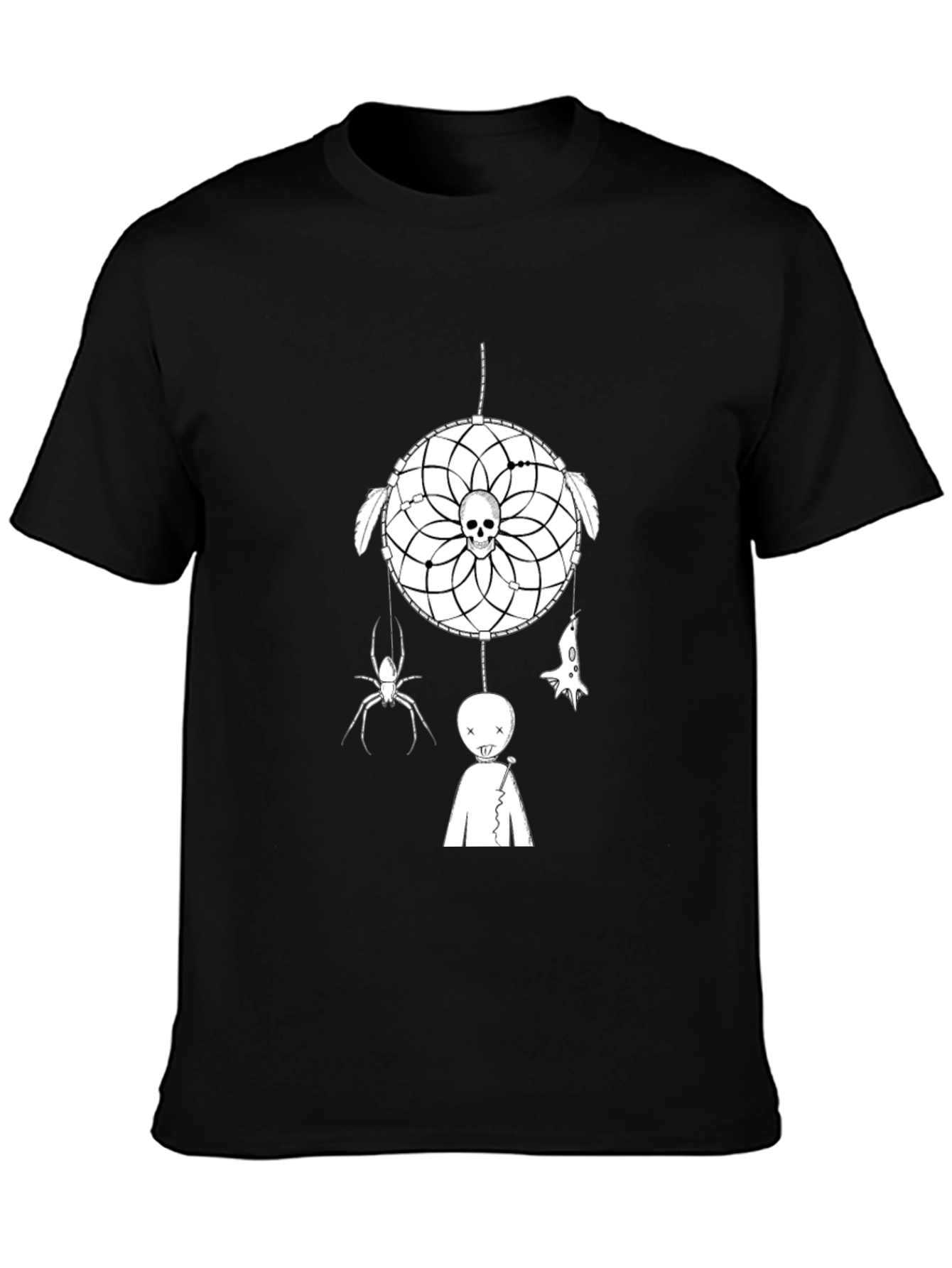 Dream Catcher Skull Graphic Tee - Halloween Vibes