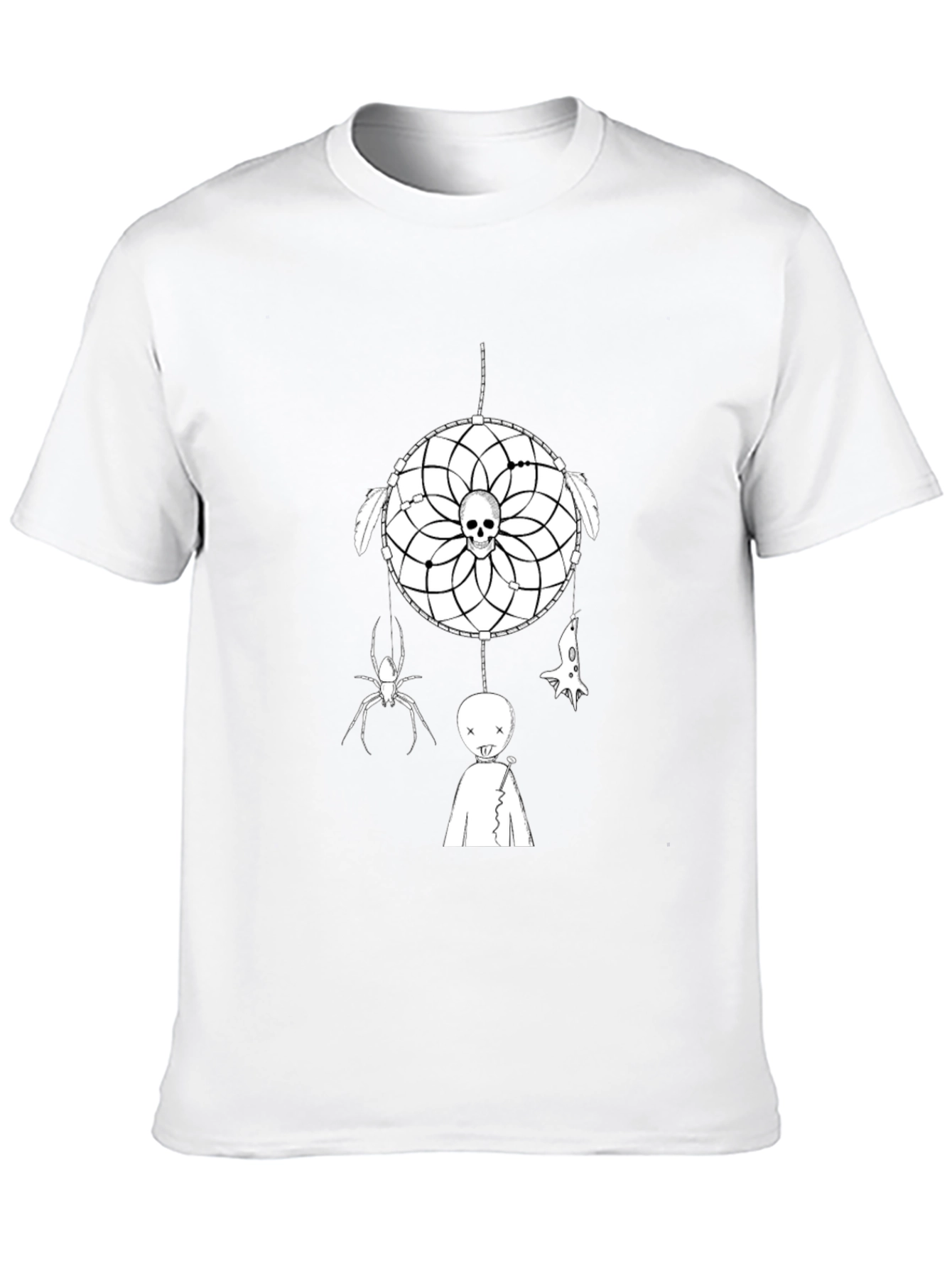 Dream Catcher Skull Graphic Tee - Halloween Vibes