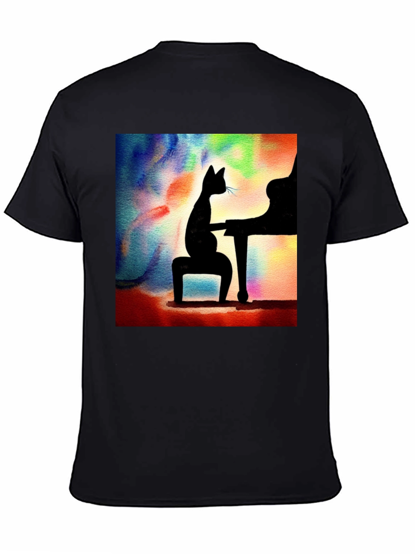Cat Playing Piano T-Shirt - Artistic Design