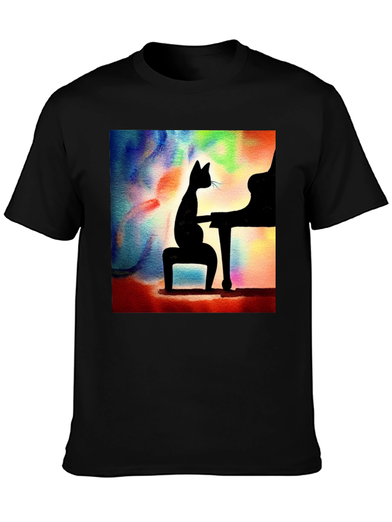Cat Playing Piano T-Shirt - Artistic Design