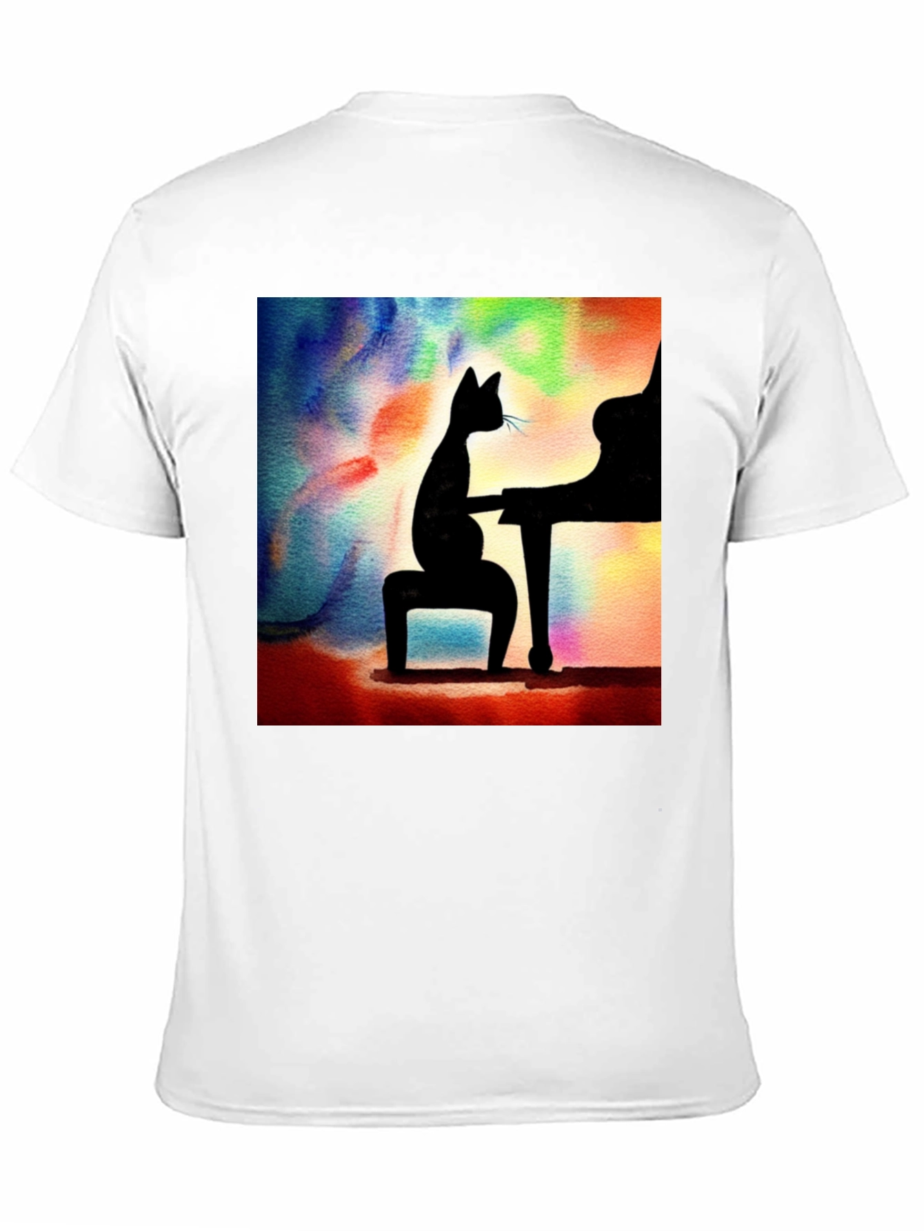 Cat Playing Piano T-Shirt - Artistic Design