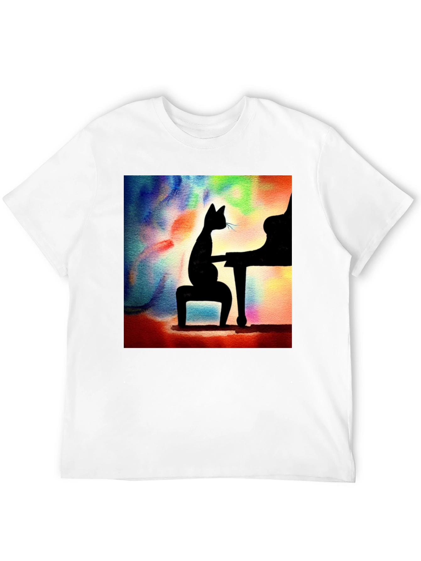 Cat Playing Piano T-Shirt - Artistic Design