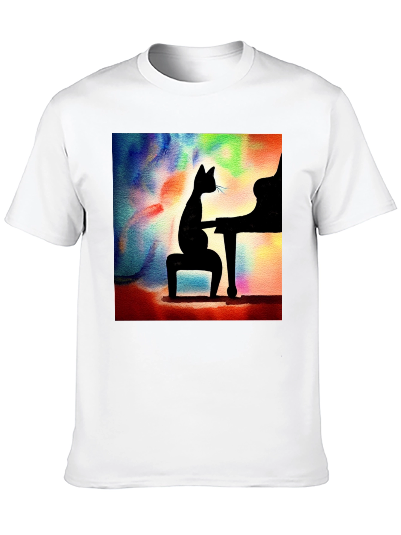 Cat Playing Piano T-Shirt - Artistic Design