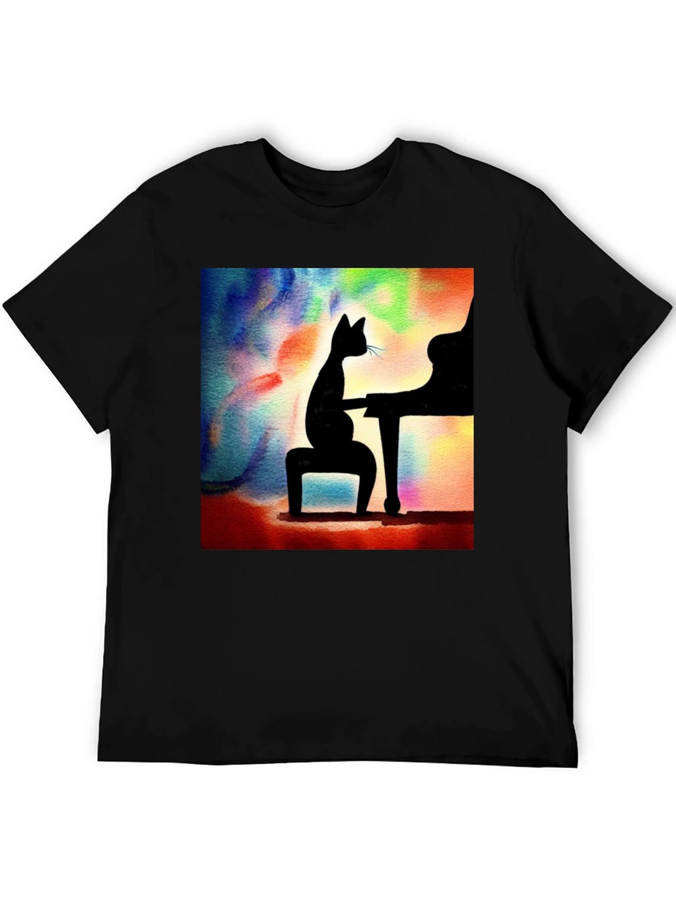 Cat Playing Piano T-Shirt - Artistic Design