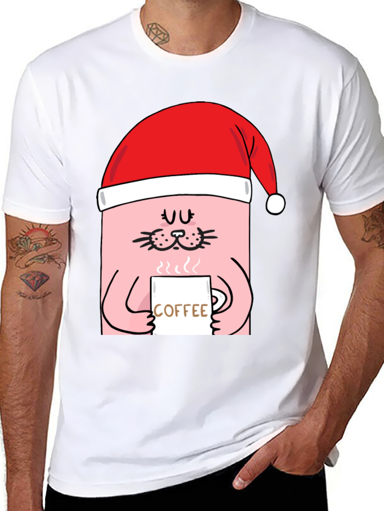 Festive Cat Coffee T-Shirt