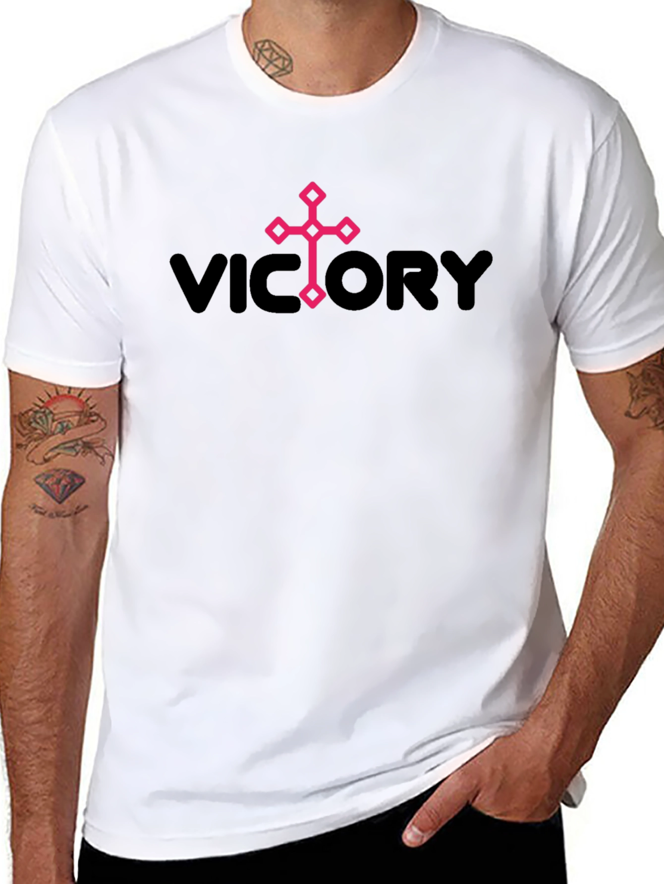 Victory Graphic Print Mens Black T-Shirt