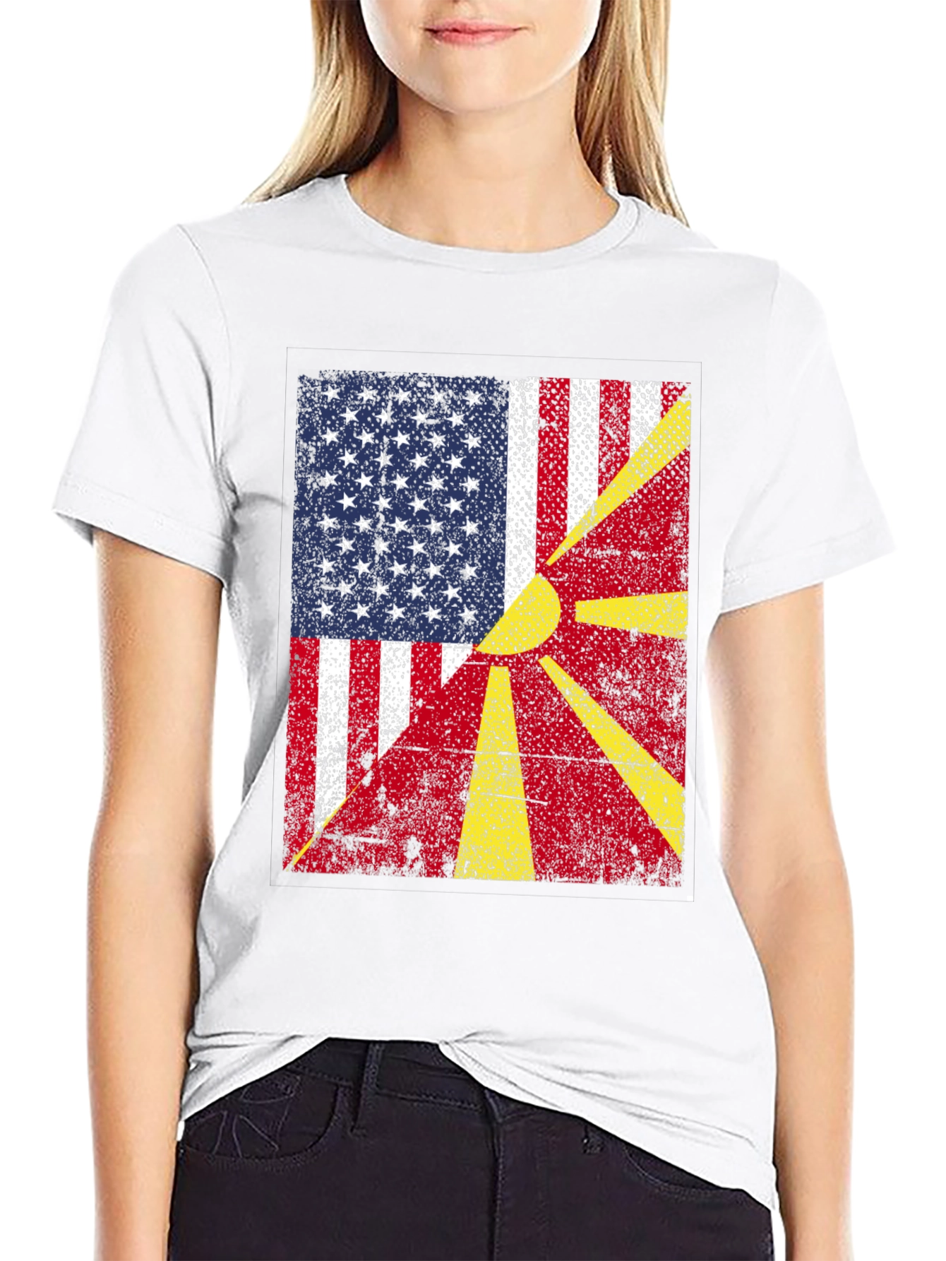 USA & Macedonia Flag Graphic T-Shirt