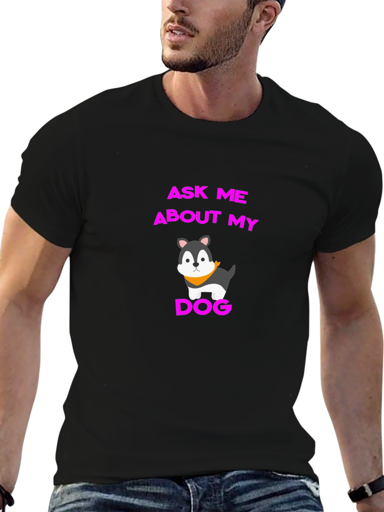 Ask Me About My Dog Graphic Tee - Black