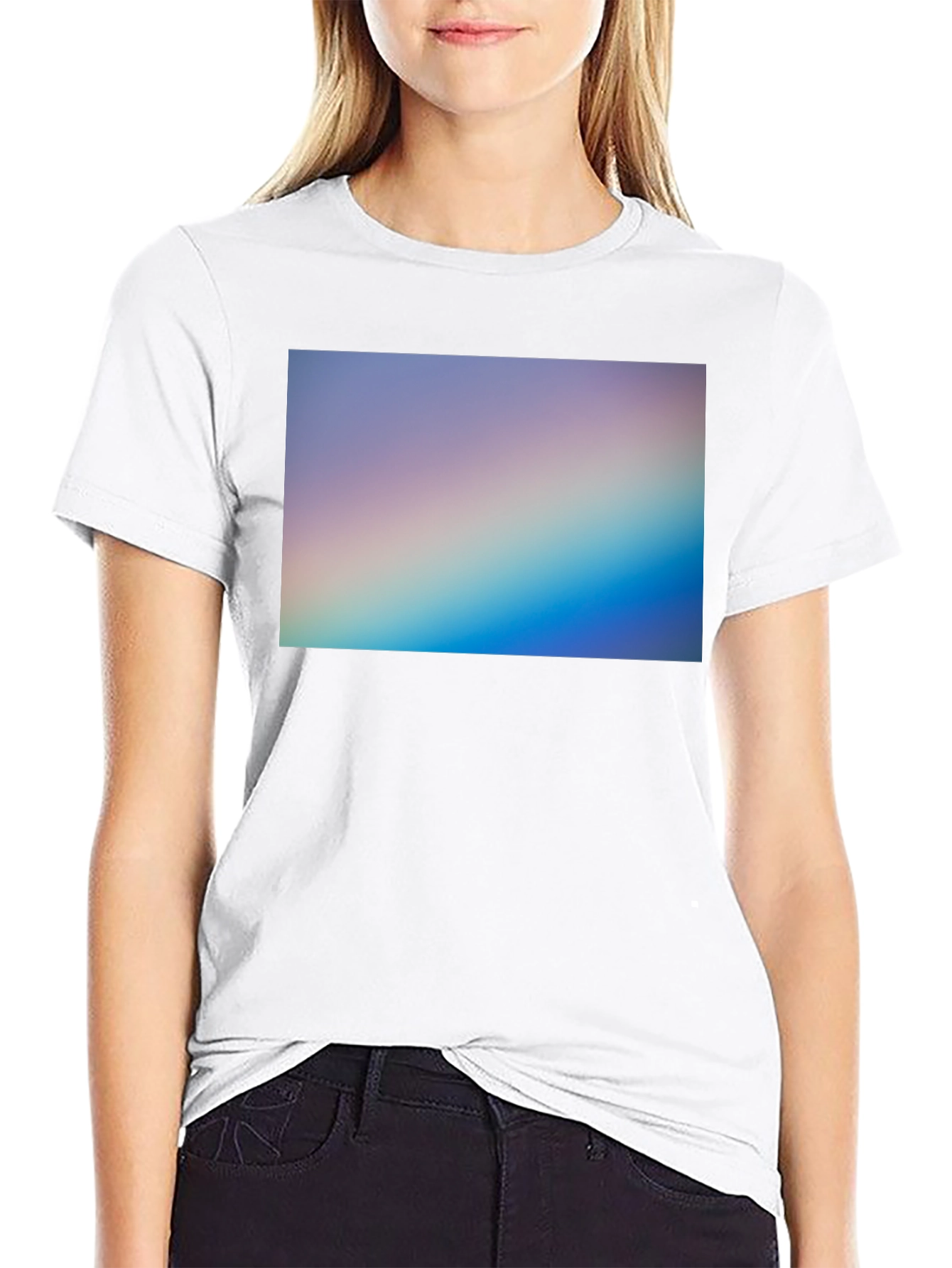 Gradient Spectrum Graphic Tee - Black Casual Shirt