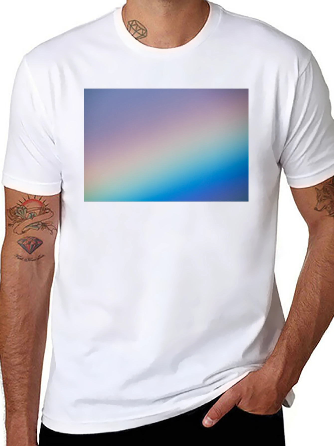 Gradient Spectrum Graphic Tee - Black Casual Shirt