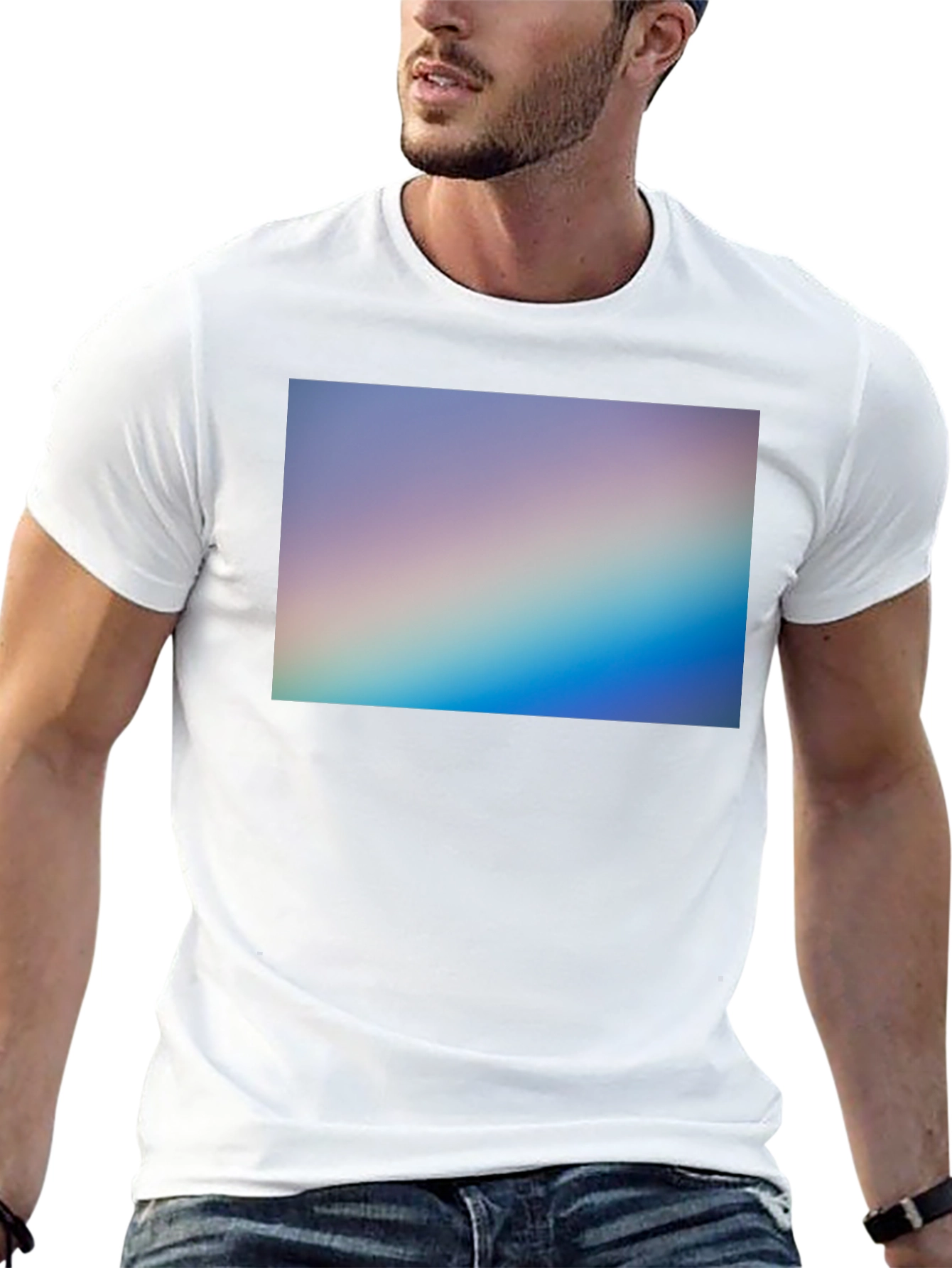 Gradient Spectrum Graphic Tee - Black Casual Shirt